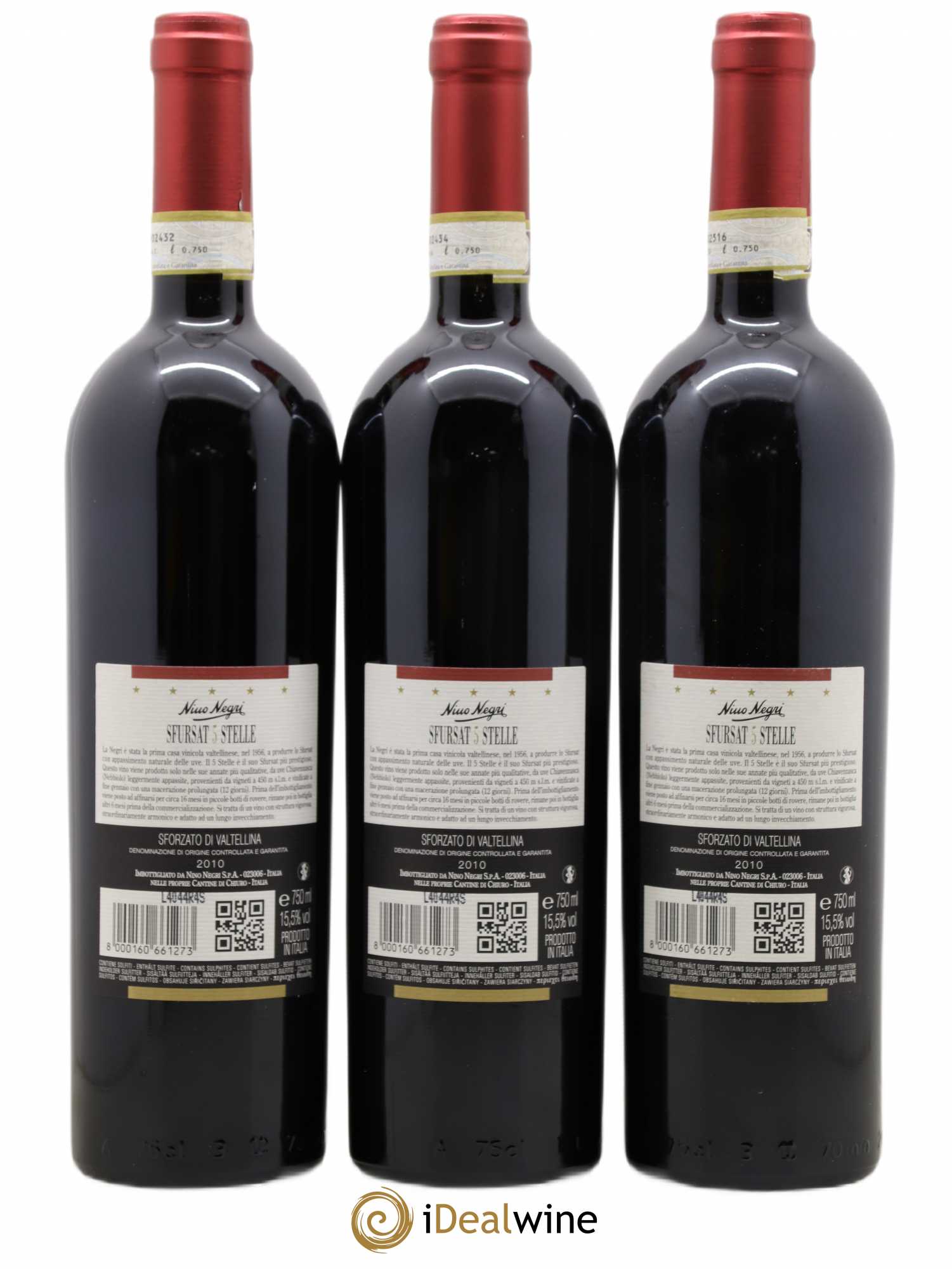 Italie Stelle Sfursat - Nino Negri - Sforzato di Valtellina 2010 - Posten von 3 Flaschen - 1