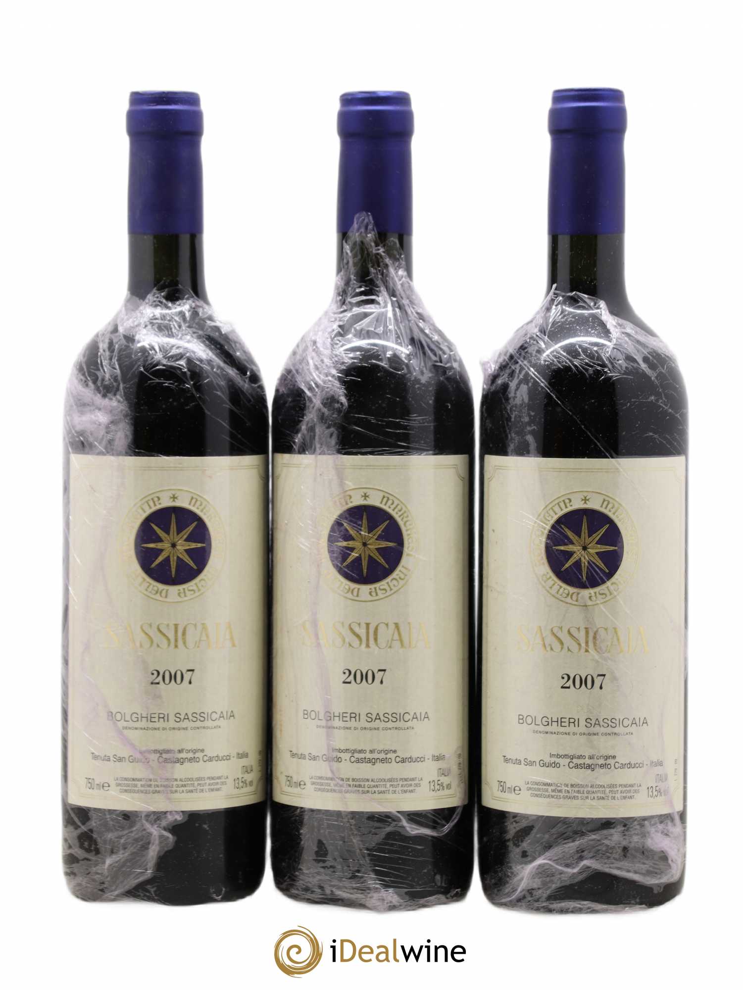Bolgheri DOC Sassicaia Tenuta San Guido 2007 - Lot de 3 bouteilles - 0