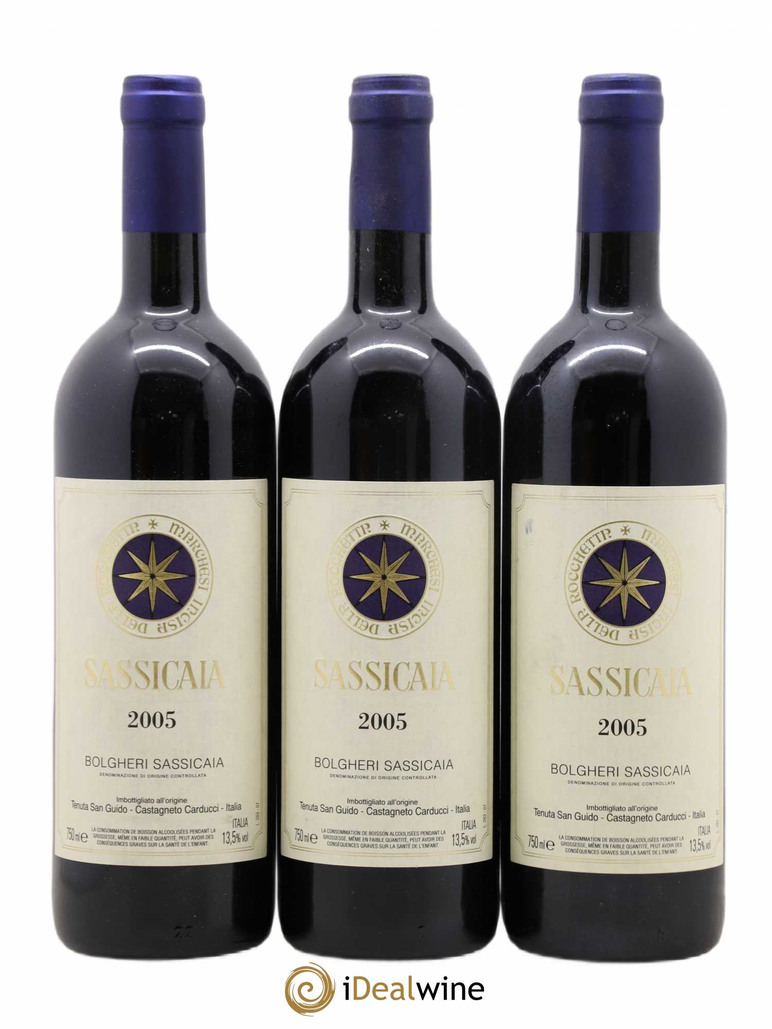 Bolgheri DOC Sassicaia Tenuta San Guido 2005 - Lot de 3 bouteilles - 0