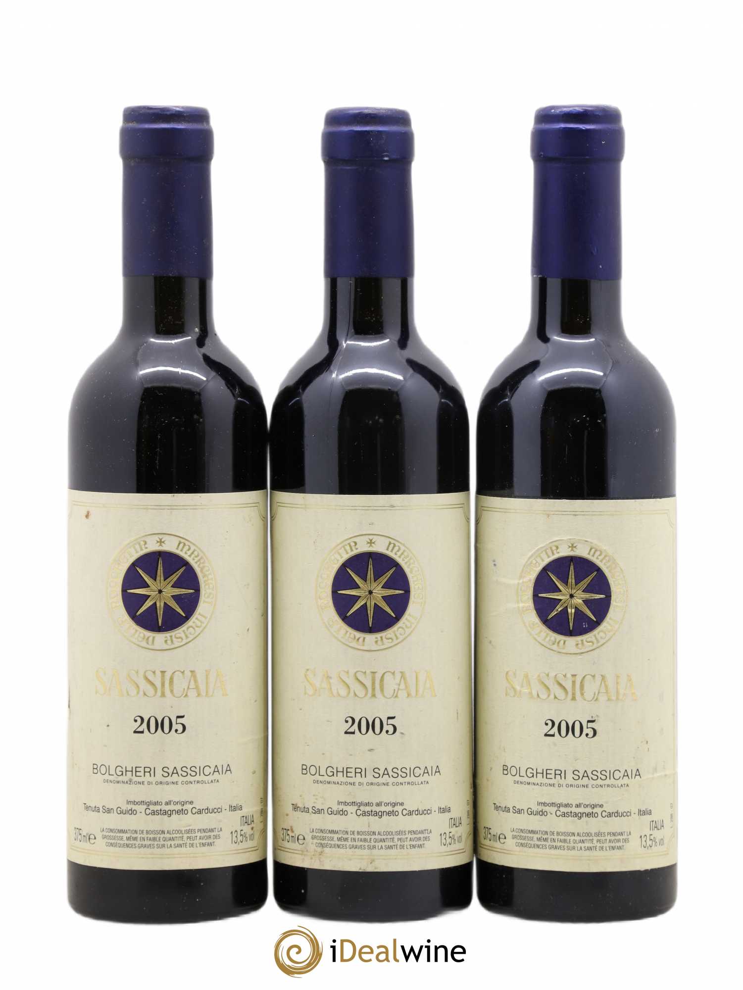 Bolgheri DOC Sassicaia Tenuta San Guido 2005 - Lot de 3 demi bouteilles - 0