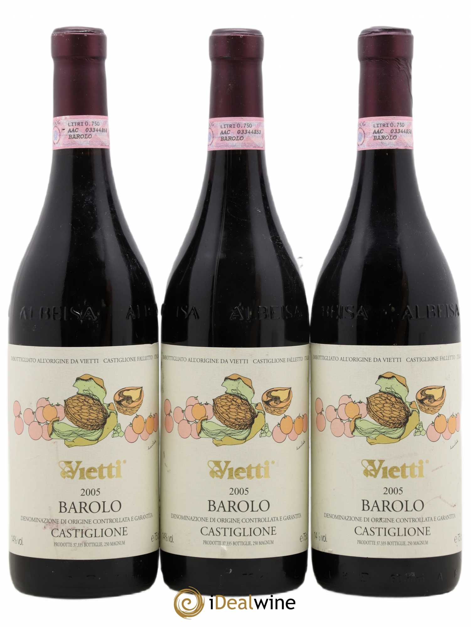 Barolo DOCG Castiglione Vietti 2005 - Lot de 3 bouteilles - 0
