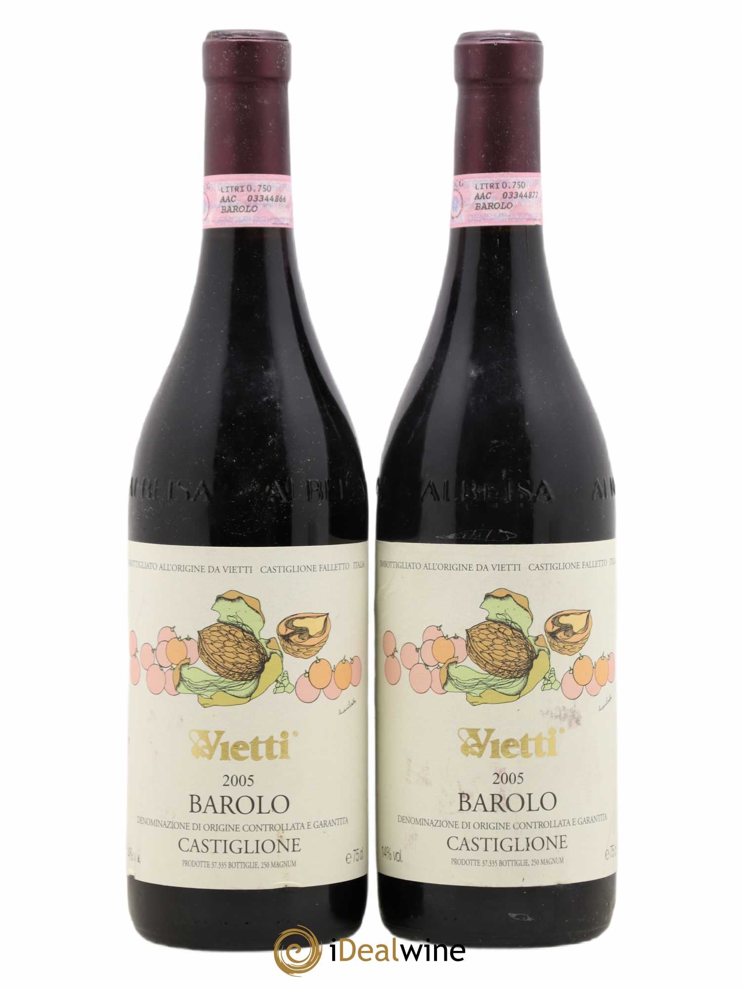 Barolo DOCG Castiglione Vietti 2005 - Lot de 2 bouteilles - 0