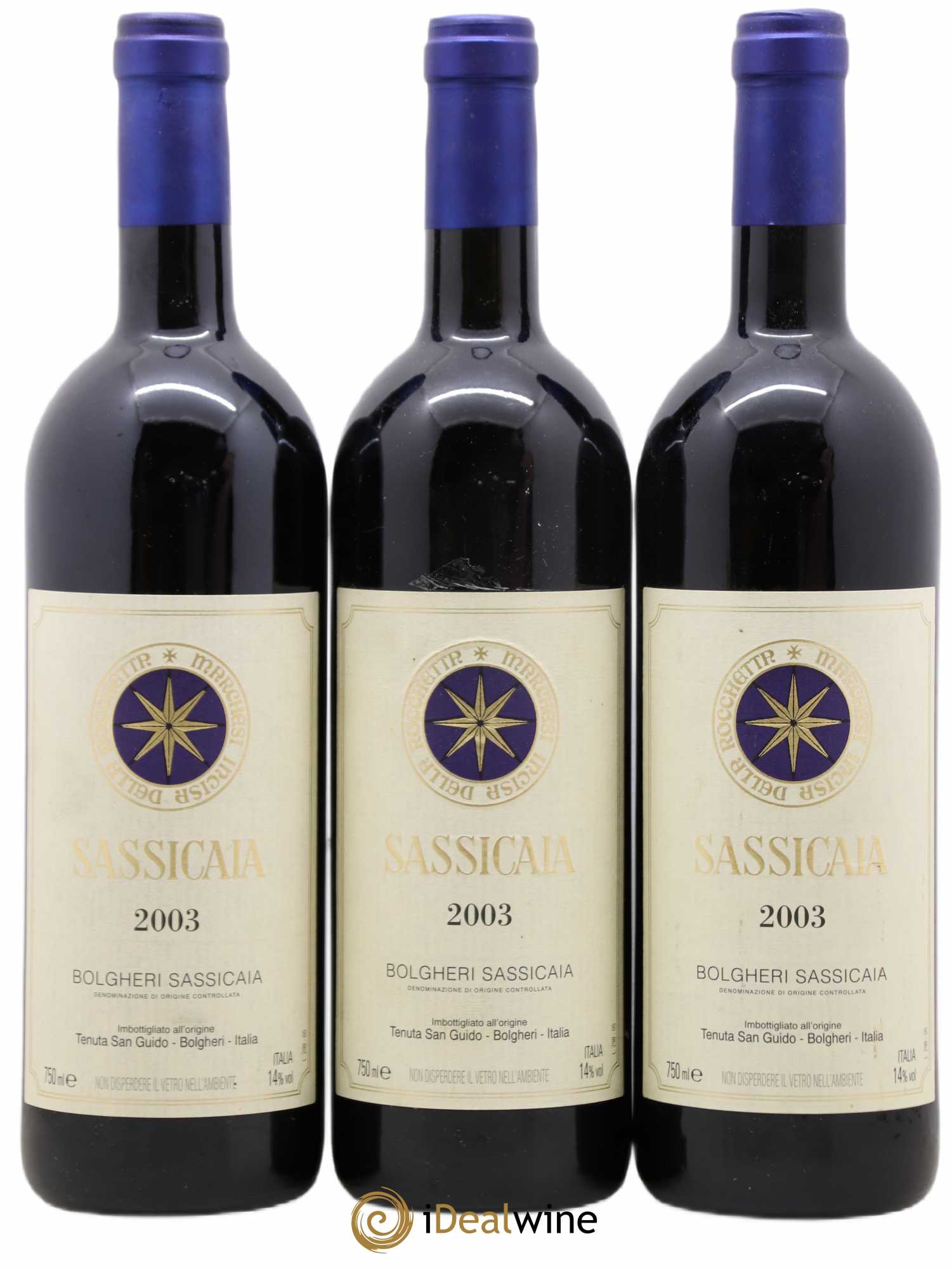 Bolgheri DOC Sassicaia Tenuta San Guido 2003 - Lot de 3 bouteilles - 0