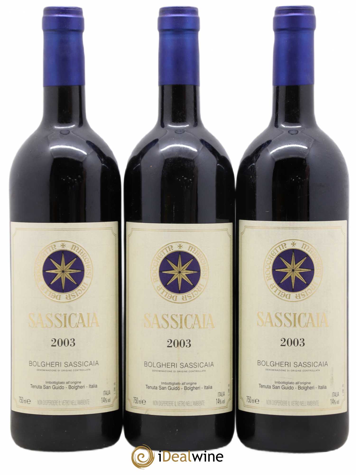 Bolgheri DOC Sassicaia Tenuta San Guido 2003 - Lot de 3 bouteilles - 0