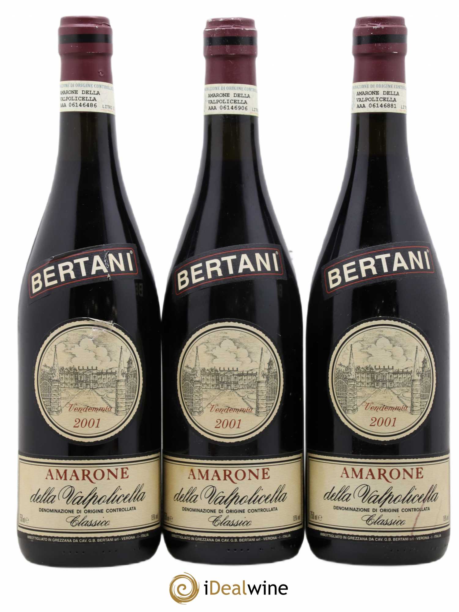 Amarone della Valpolicella DOC Classico Bertani 2001 - Lot de 3 bouteilles - 0
