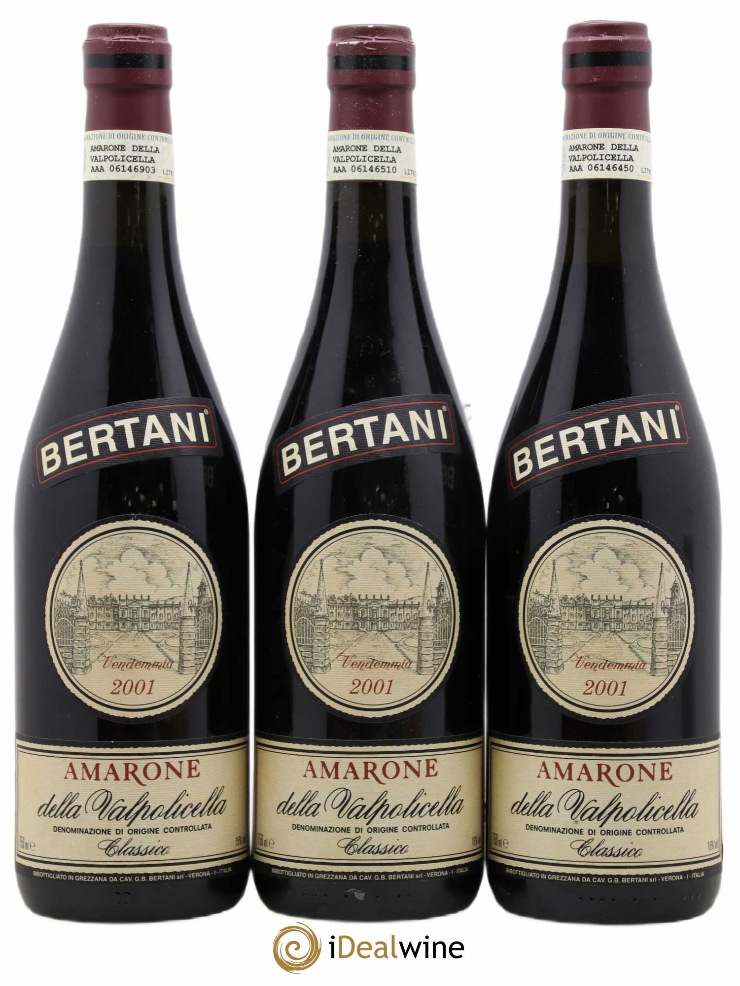 Amarone della Valpolicella DOC Classico Bertani 2001 - Lot de 3 bouteilles - 0