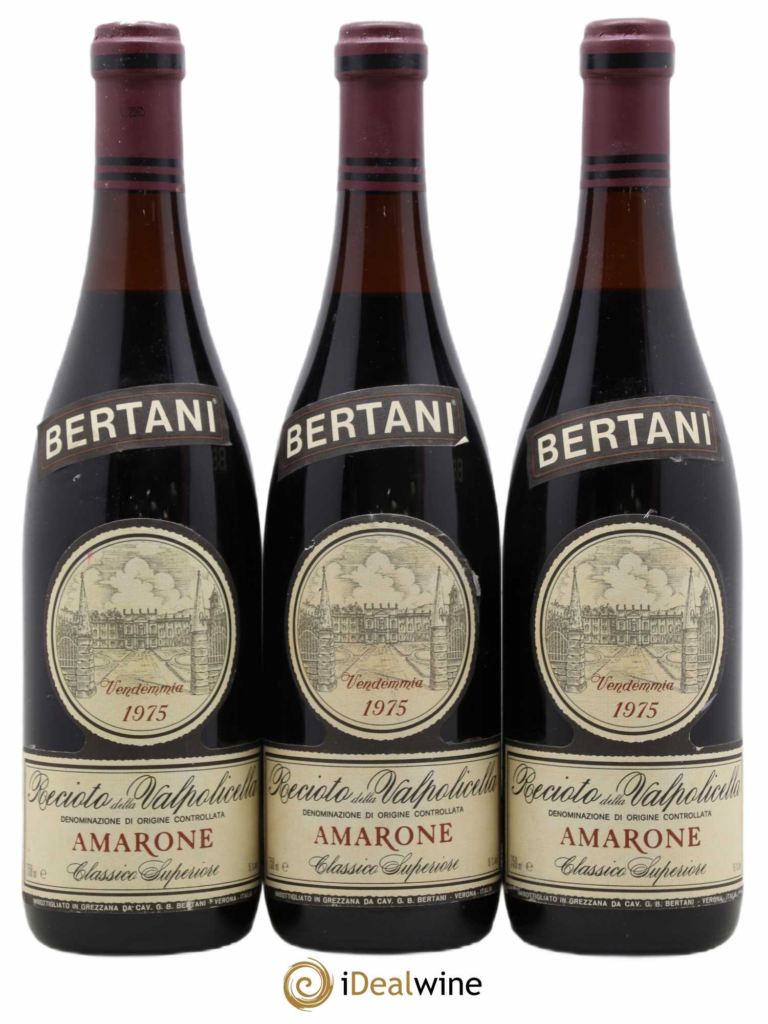 Amarone della Valpolicella DOC Recioto Classico Bertani 1975 - Lot de 3 bouteilles - 0