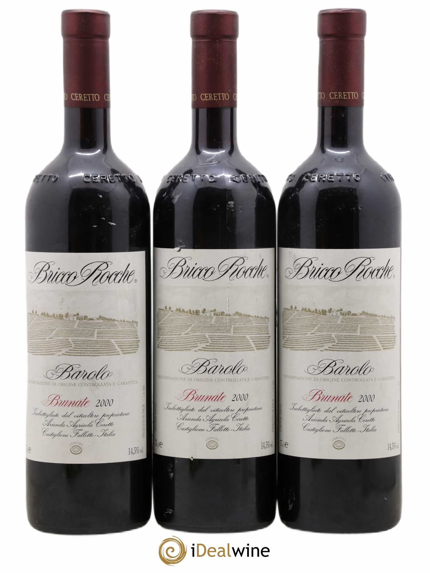 Barolo DOCG Brunate Bricco Rocche Ceretto 2000 - Lot de 3 bouteilles - 0