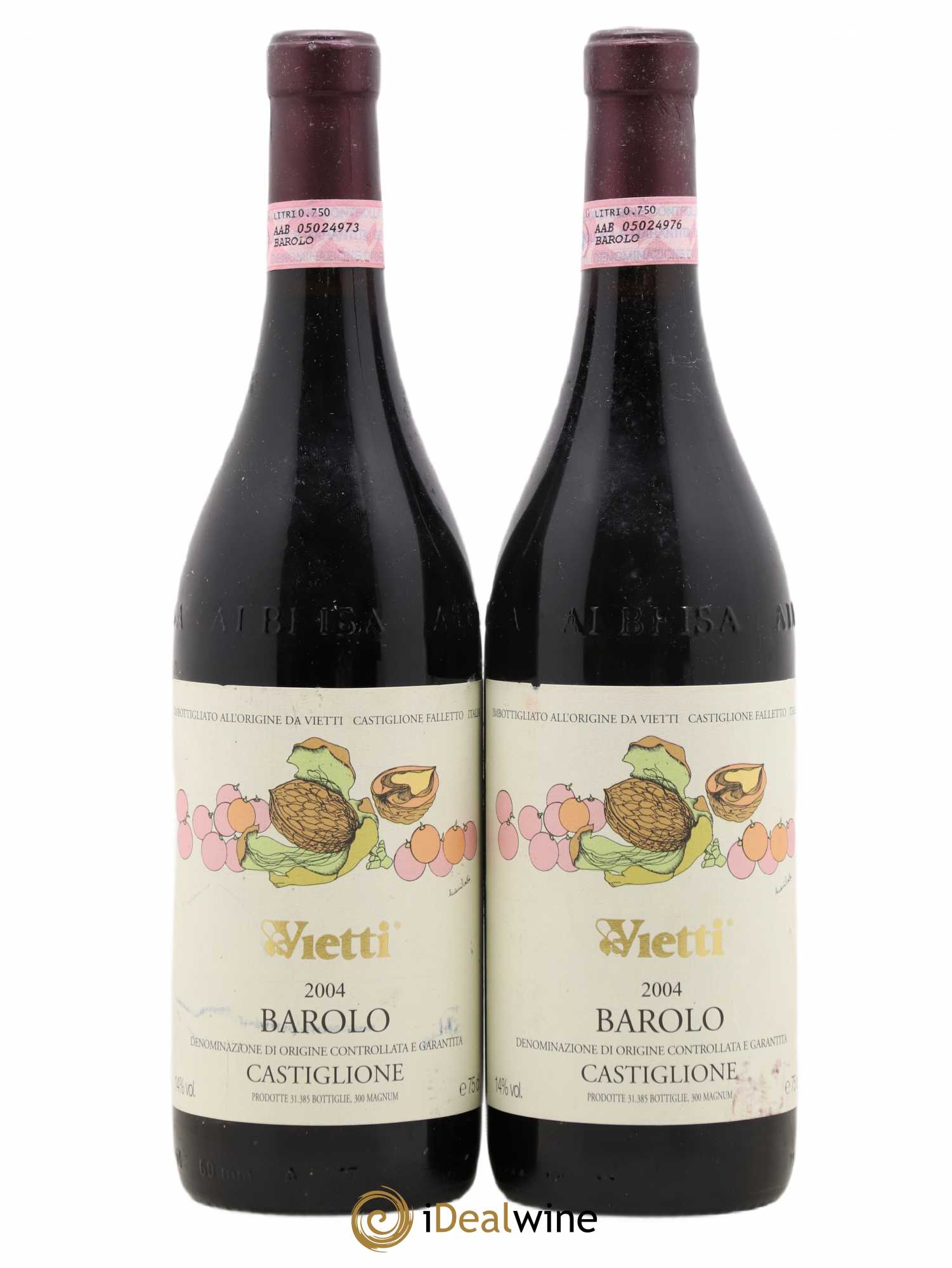 Barolo DOCG Castiglione Vietti 2004 - Lot de 2 bouteilles - 0
