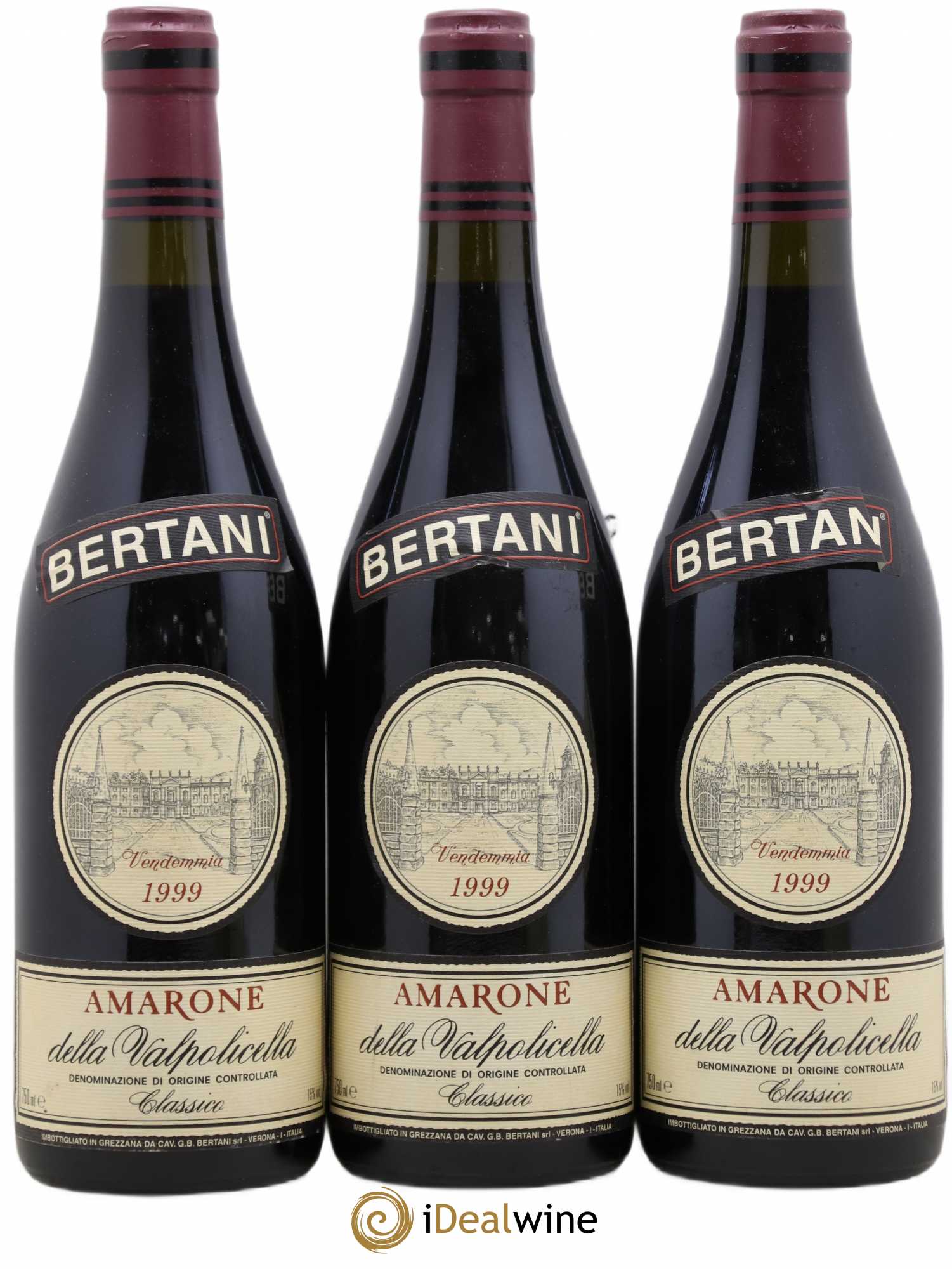 Amarone della Valpolicella DOC Classico Bertani 1999 - Lot de 3 bouteilles - 0