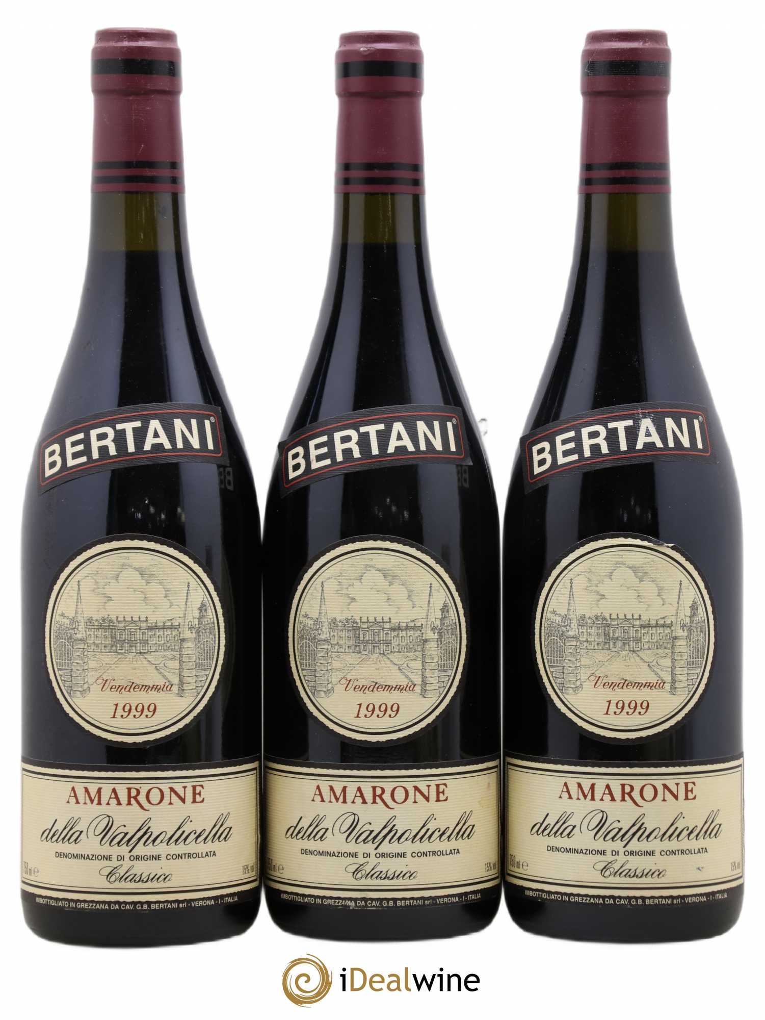 Amarone della Valpolicella DOC Classico Bertani 1999 - Lot de 3 bouteilles - 0