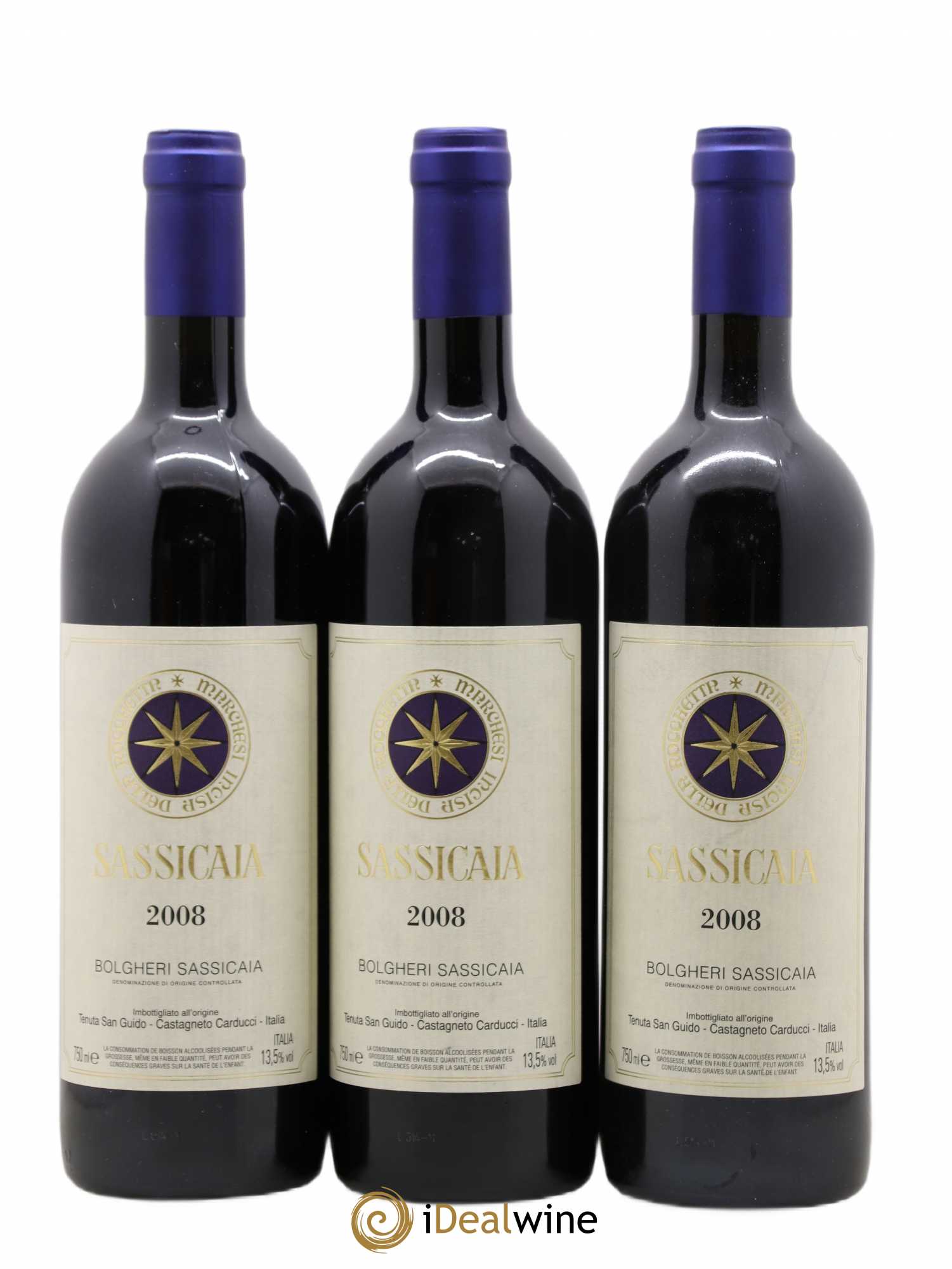 Bolgheri DOC Sassicaia Tenuta San Guido 2008 - Lot de 3 bouteilles - 0