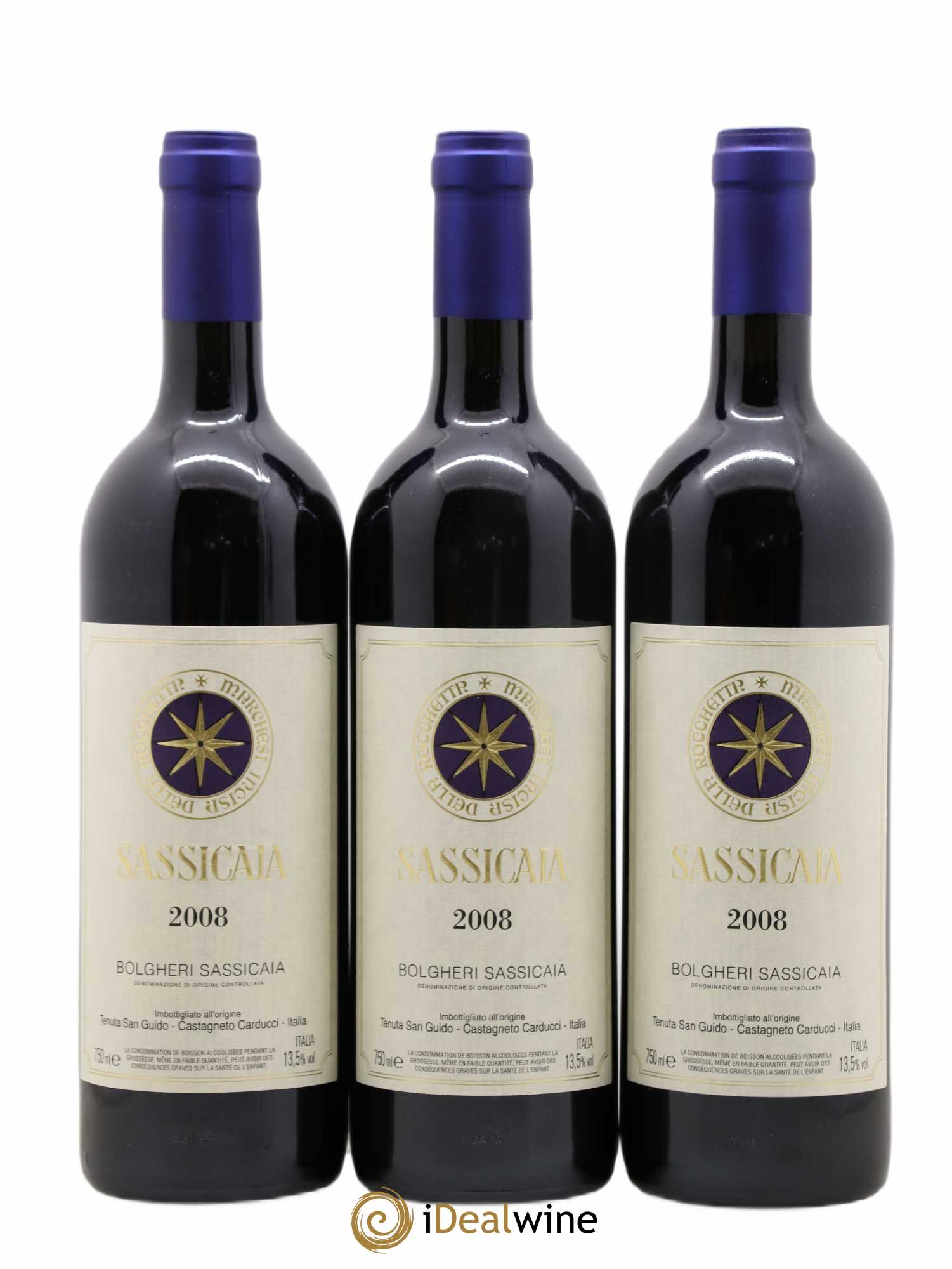Bolgheri DOC Sassicaia Tenuta San Guido 2008 - Lot de 3 bouteilles - 0