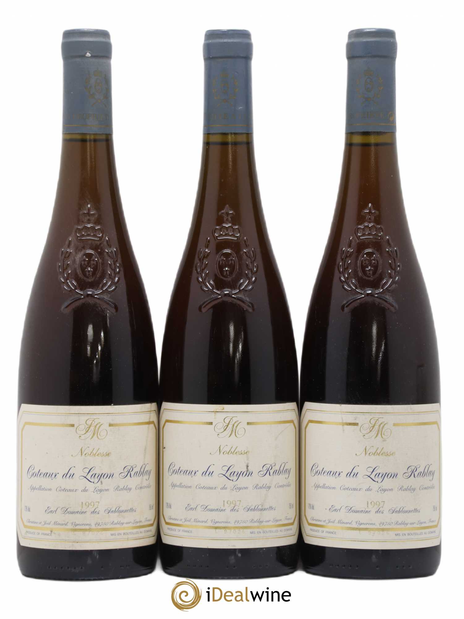 Coteaux du Layon Noblesse Domaine des Sablonnettes 1997 - Lotto di 3 bottiglie - 0