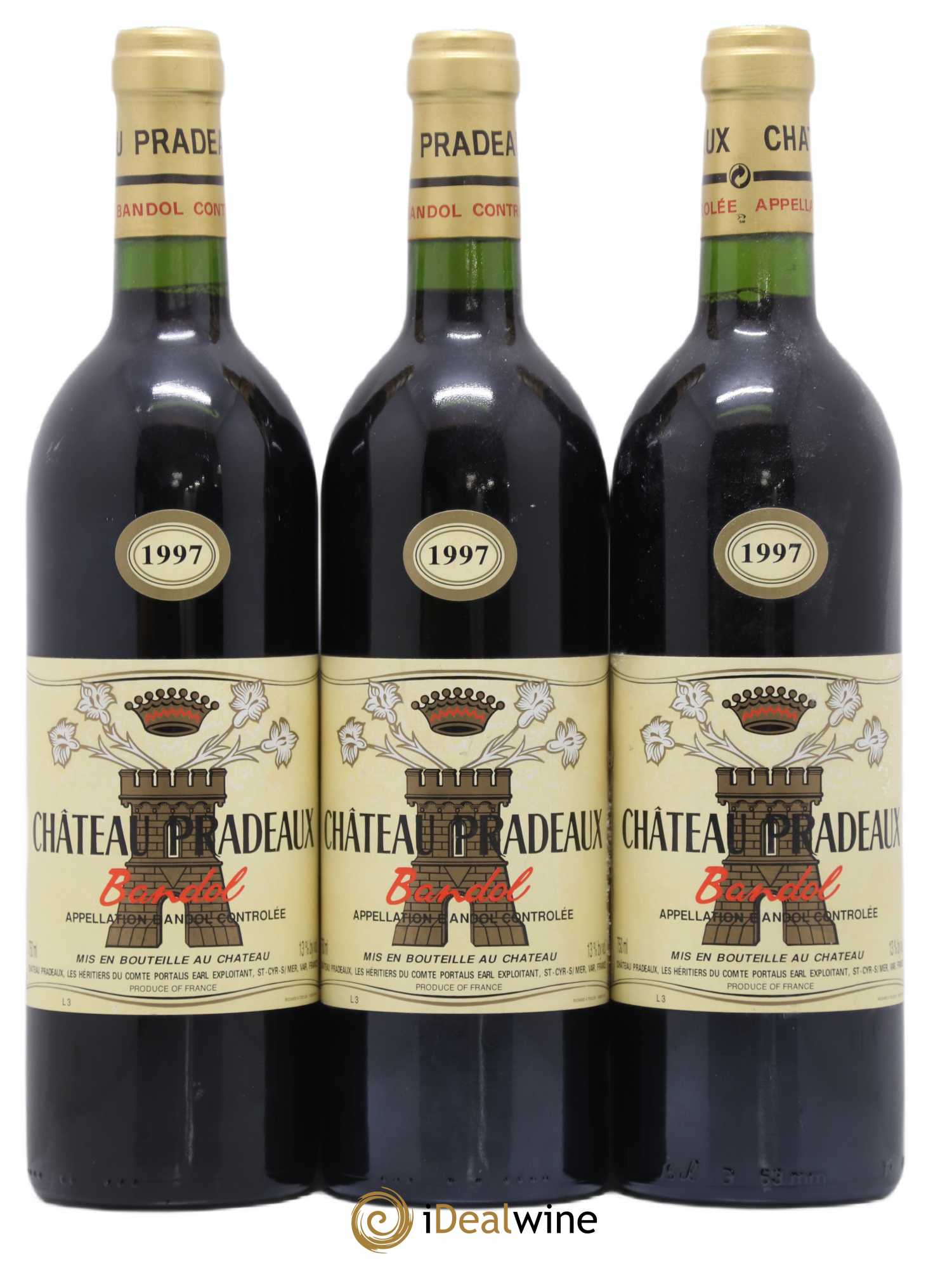Bandol Château Pradeaux Famille Portalis 1997 - Lot de 3 bouteilles - 0