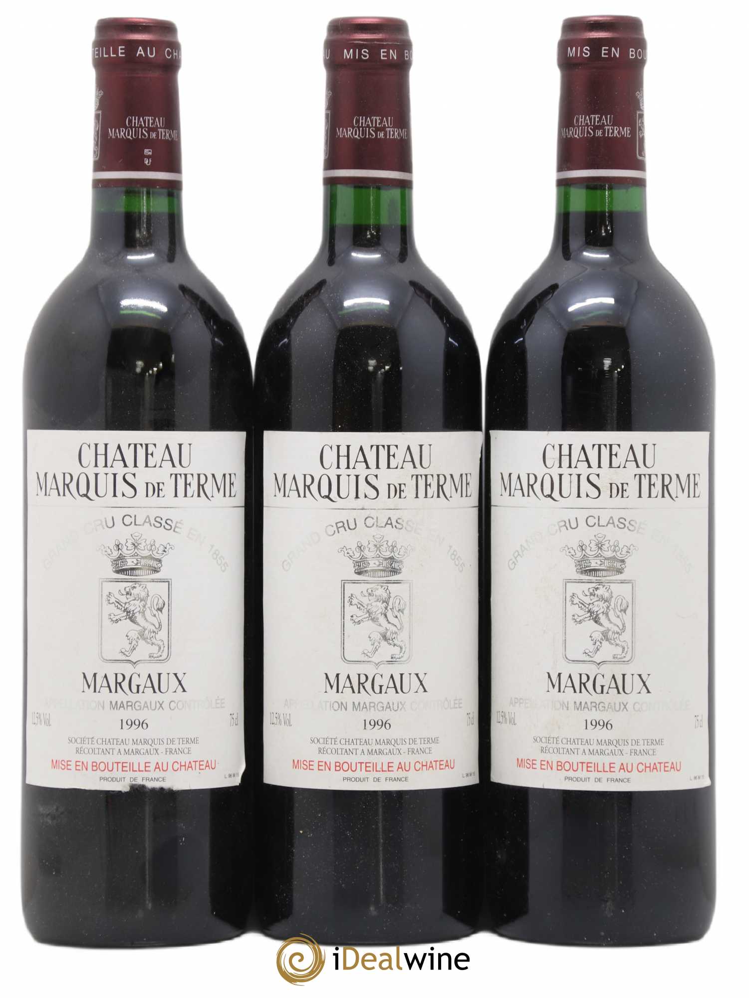 Château Marquis de Terme 4ème Grand Cru Classé 1996 - Lot de 3 bouteilles - 0
