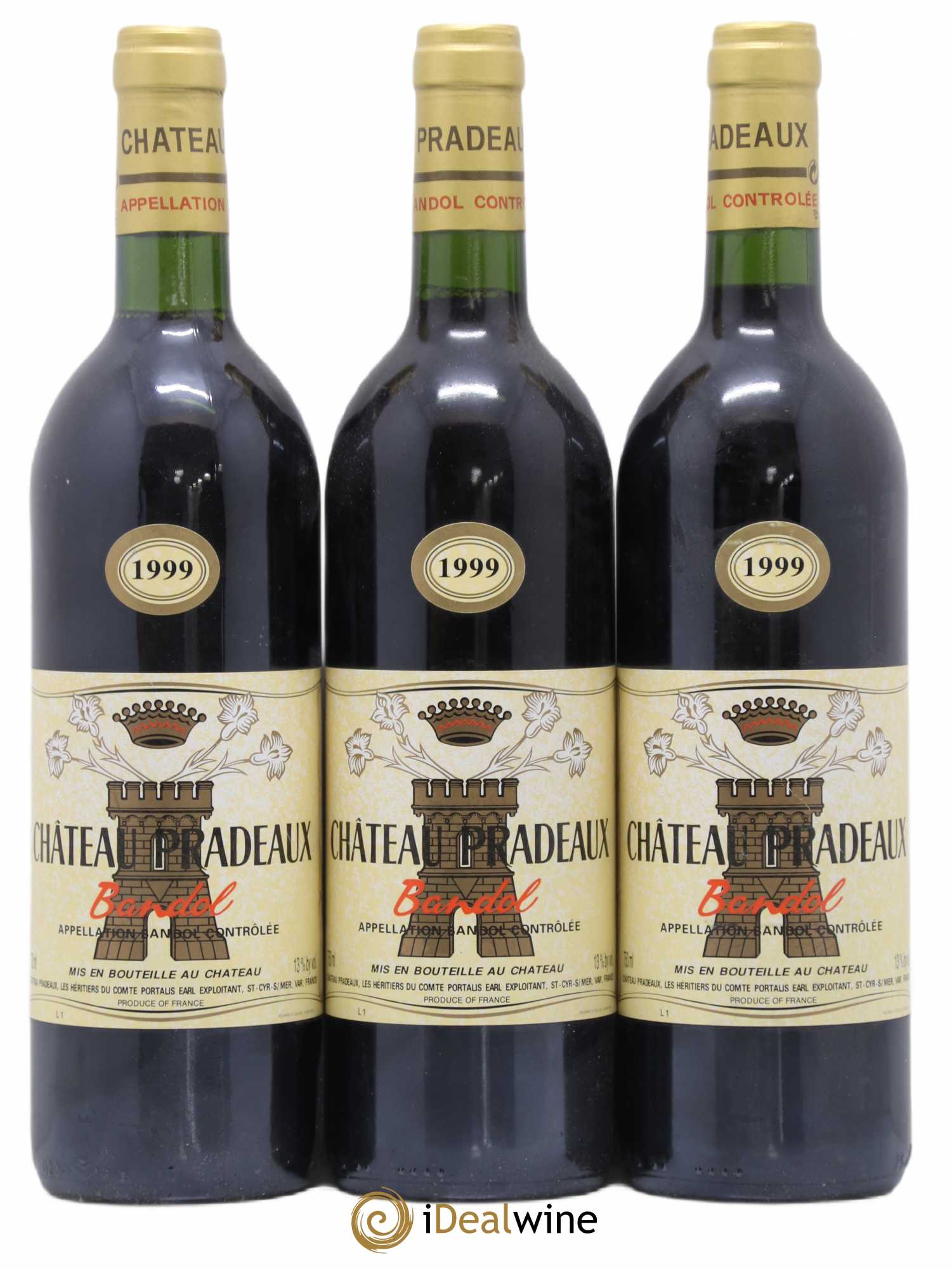 Bandol Château Pradeaux Famille Portalis 1999 - Lot de 3 bouteilles - 0