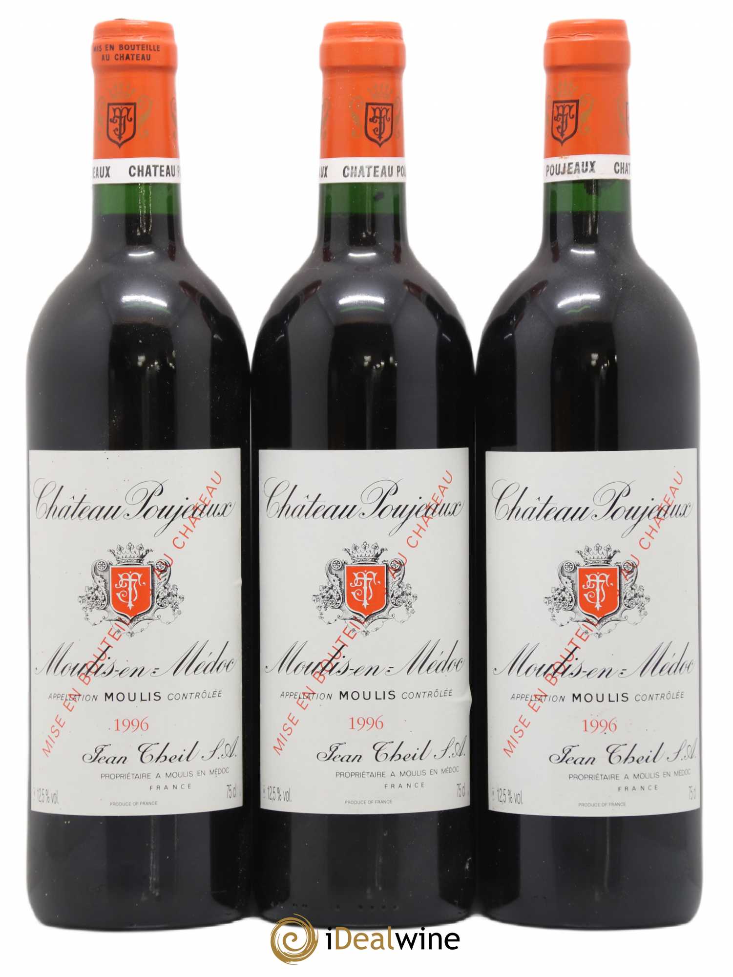 Château Poujeaux 1996 - Lot de 3 bouteilles - 0