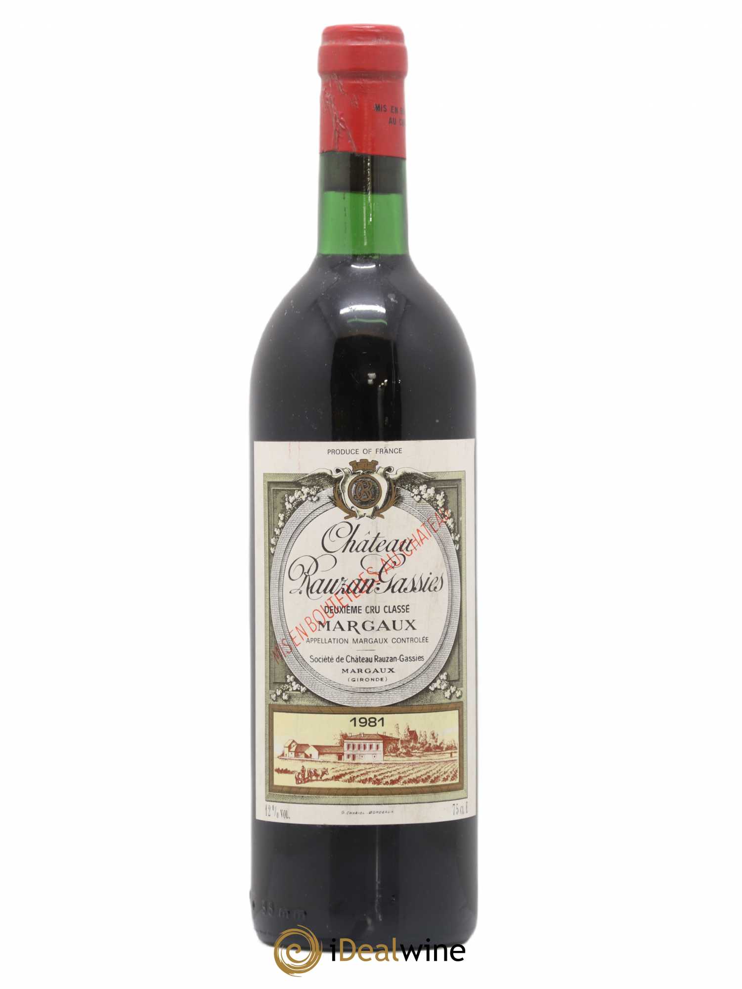 Château Rauzan-Gassies 2ème Grand Cru Classé 1981 - Lot de 1 bouteille - 0