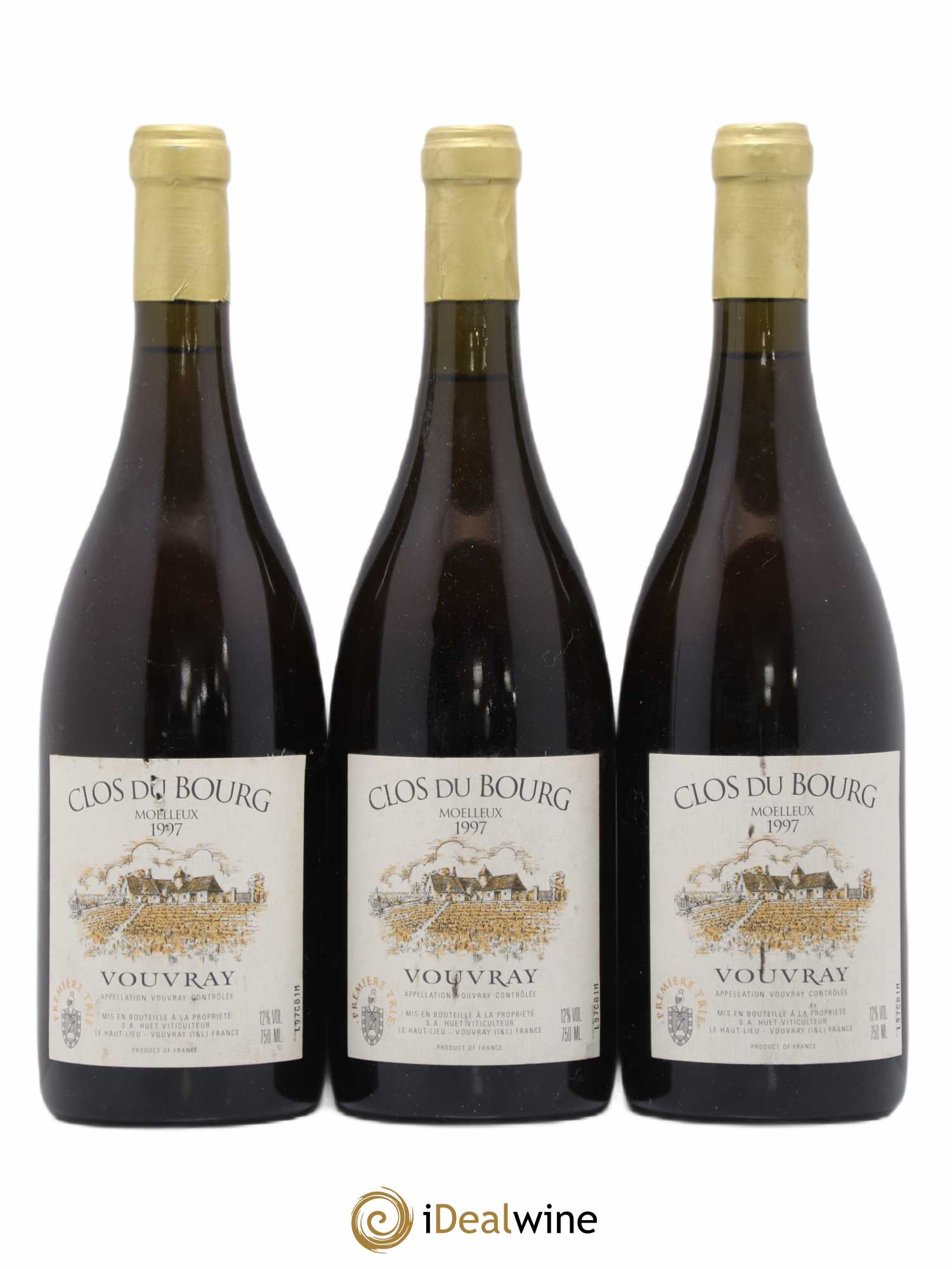 Vouvray Clos du Bourg Moelleux 1ère trie Domaine Huet 1997 - Lotto di 3 bottiglie - 0