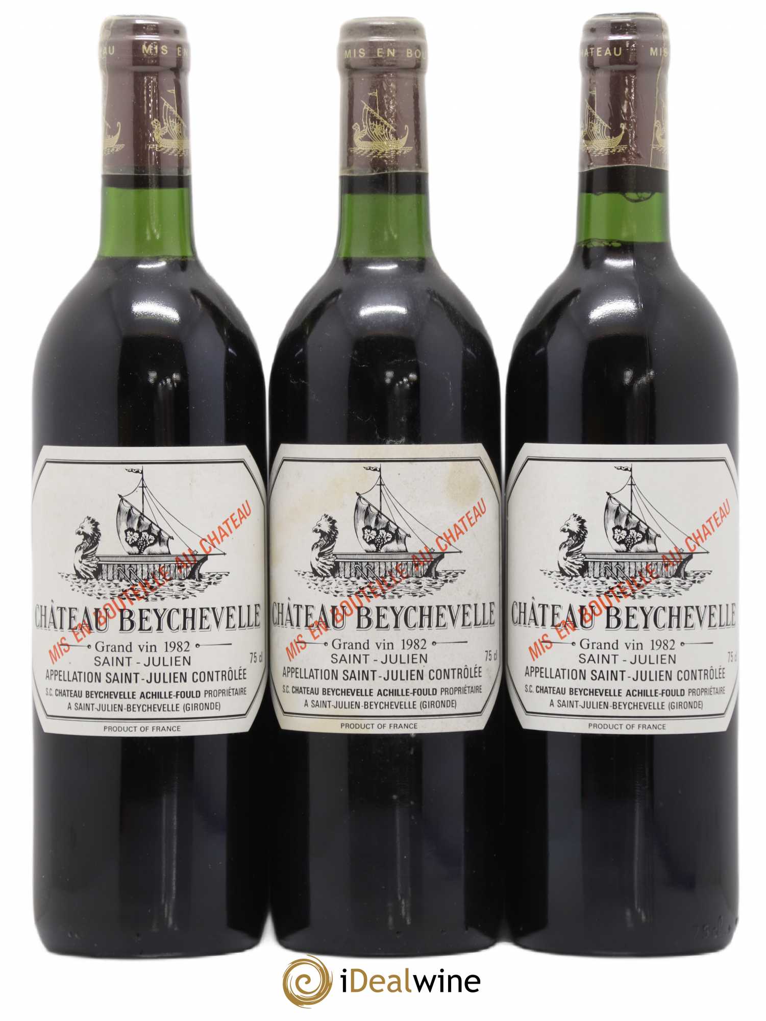 Château Beychevelle 4ème Grand Cru Classé 1982 - Lot de 3 bouteilles - 0