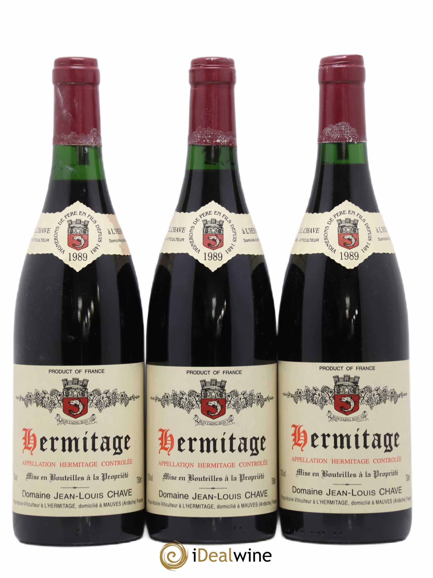 Hermitage Jean-Louis Chave 1989 - Lot de 3 bouteilles - 0