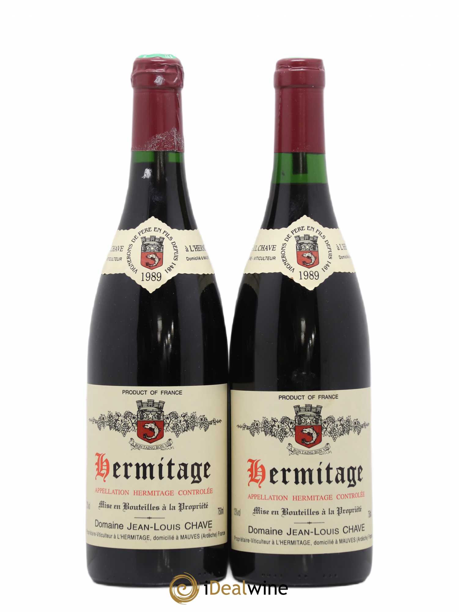Hermitage Jean-Louis Chave 1989 - Lot de 2 bouteilles - 0