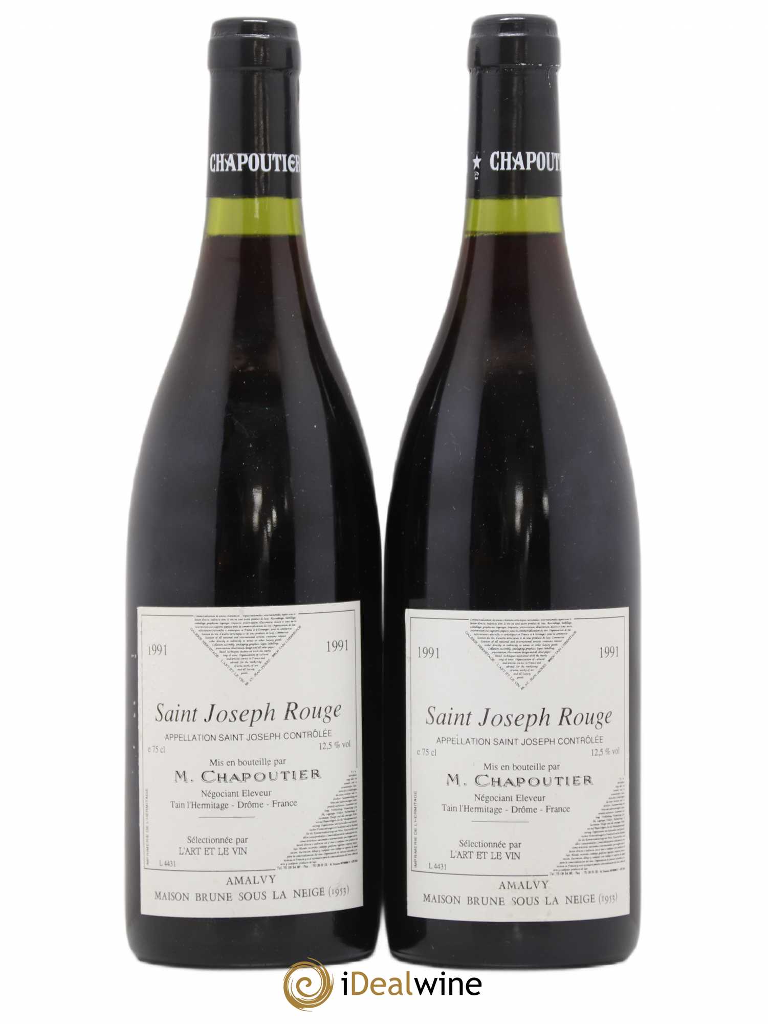 Saint-Joseph L'Art Et Le Vin Maison Brune Sous La Neige Artiste Louis Amalvy Michel Chapoutier 1991 - Posten von 2 Flaschen - 1