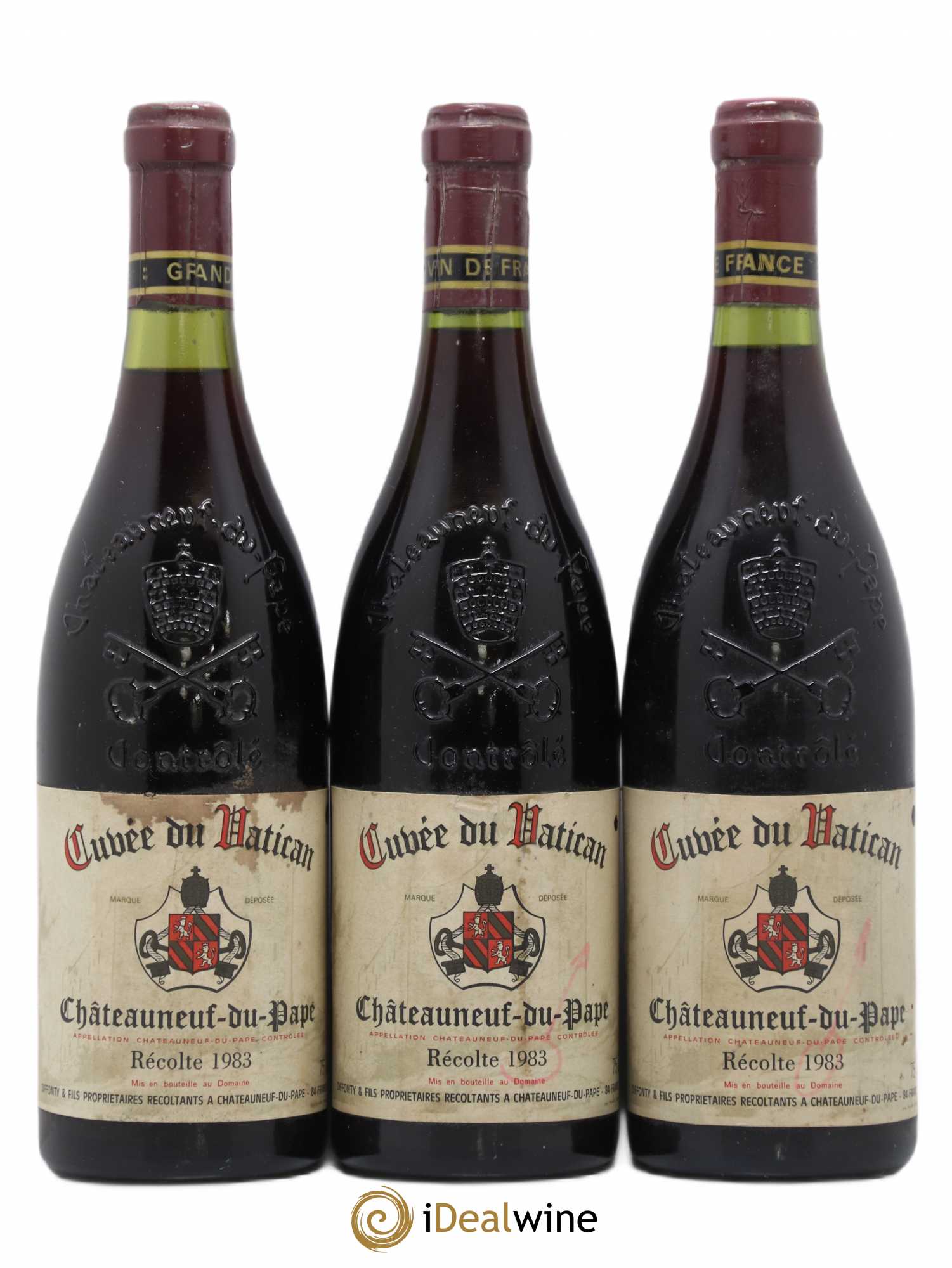 Châteauneuf-du-Pape Cuvée du Vatican Famille Diffonty 1983 - Posten von 3 Flaschen - 0