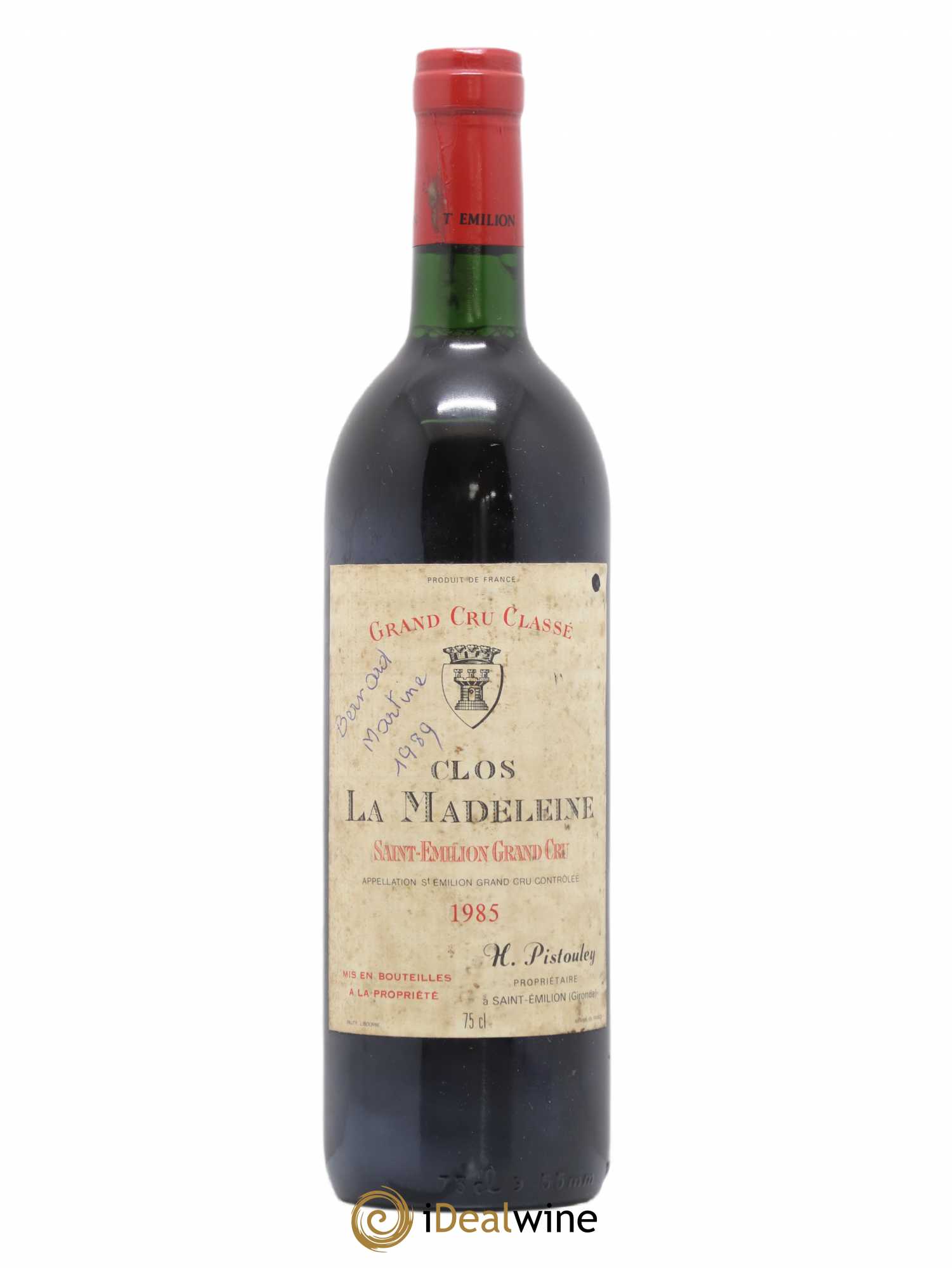 Saint-Émilion Grand Cru Clos La Madeleine 1985 - Posten von 1 Flasche - 0