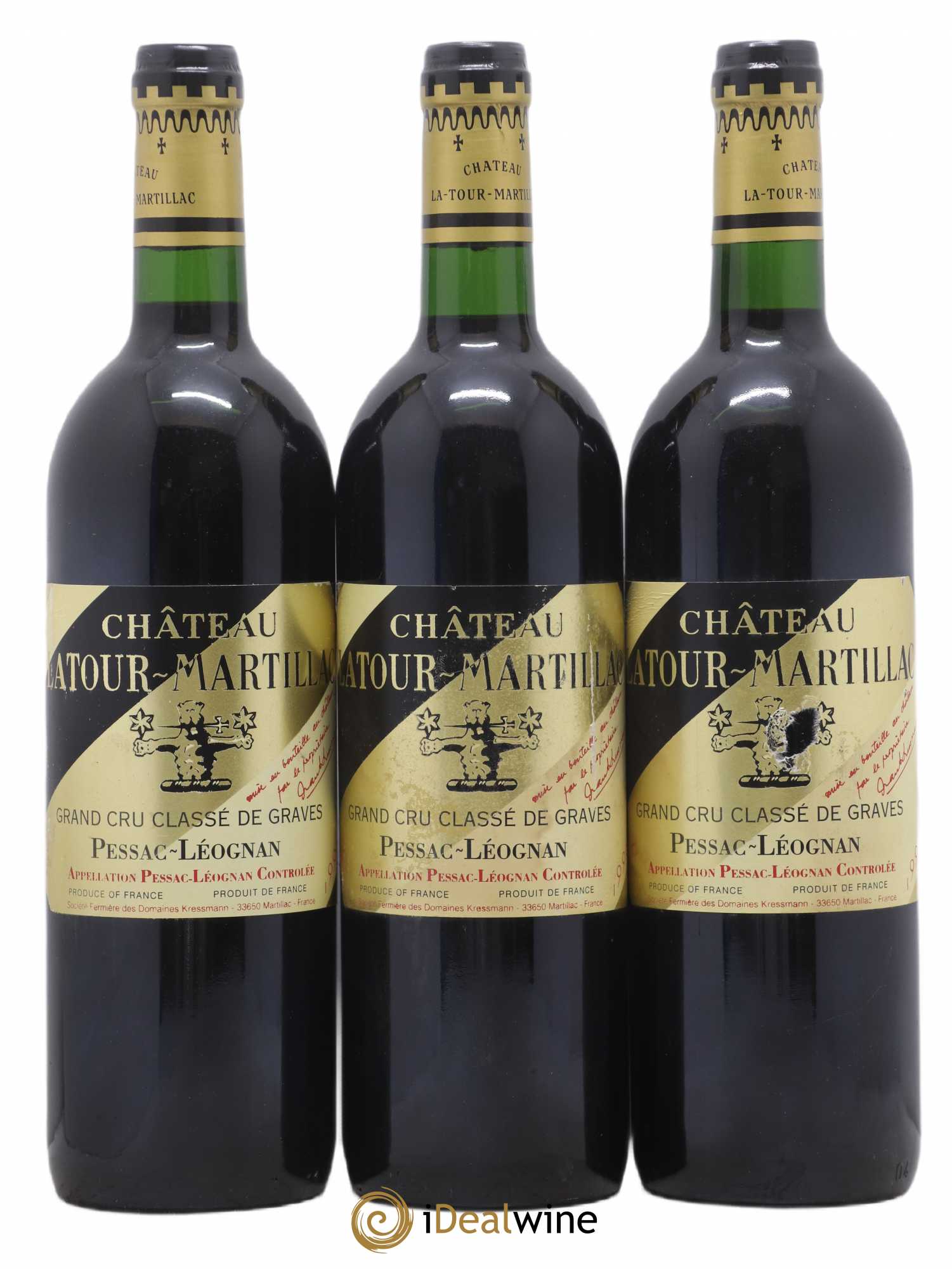 Château Latour-Martillac Cru Classé de Graves 1996 - Lot de 3 bouteilles - 0