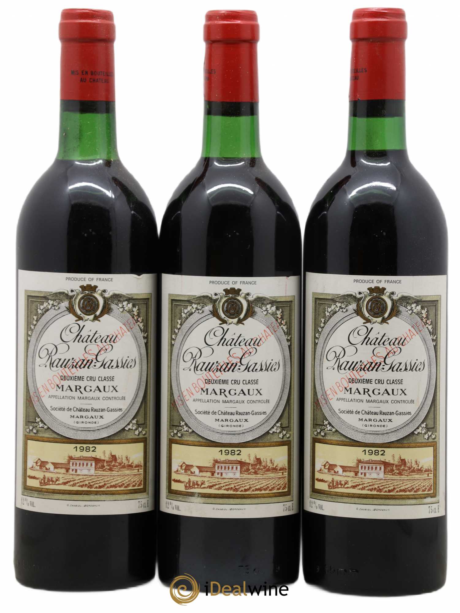 Château Rauzan-Gassies 2ème Grand Cru Classé 1982 - Lot de 3 bouteilles - 0