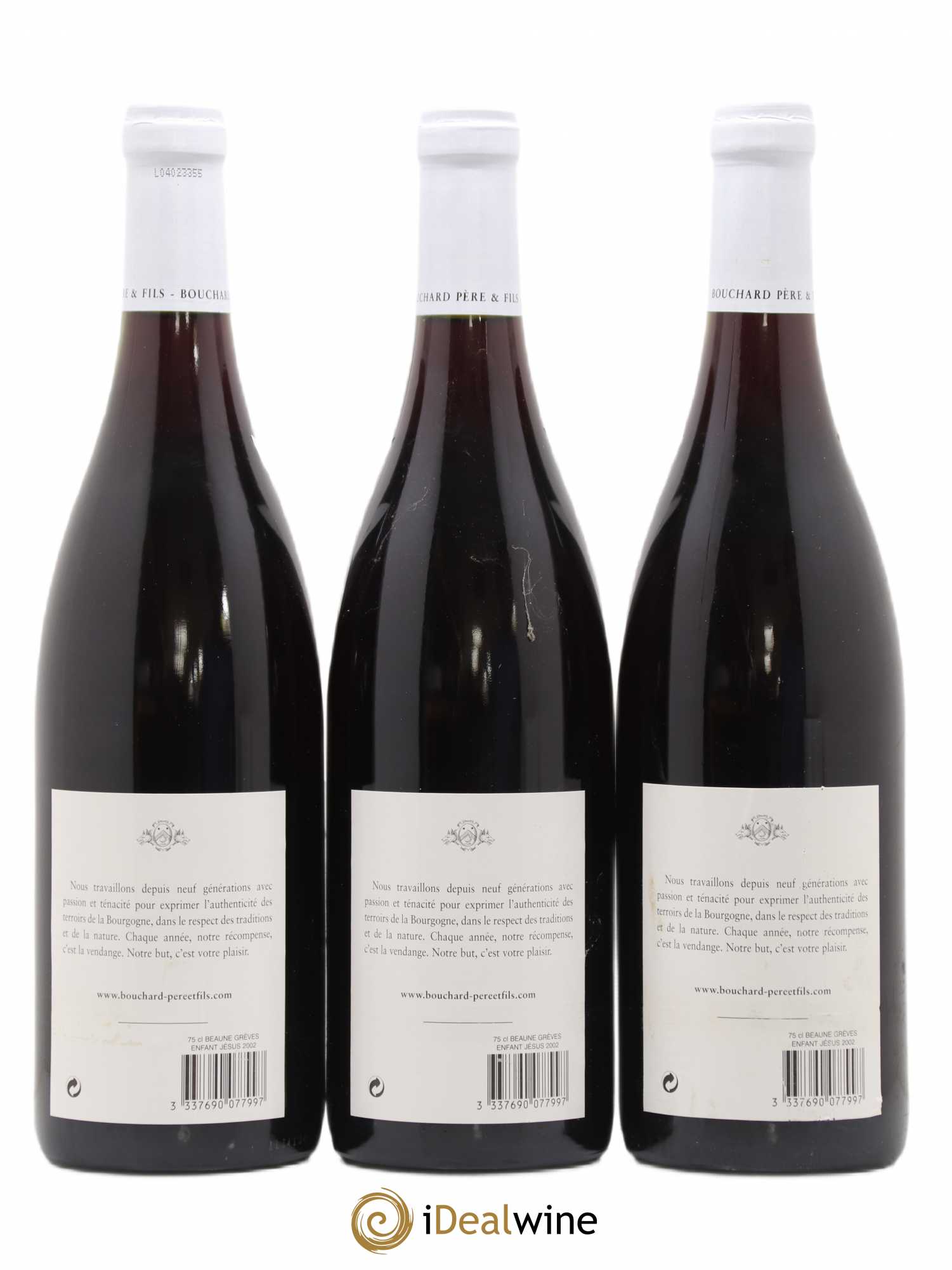 Beaune 1er Cru Grèves - Vigne de l'Enfant Jésus Bouchard Père & Fils 2002 - Lot de 3 bouteilles - 1