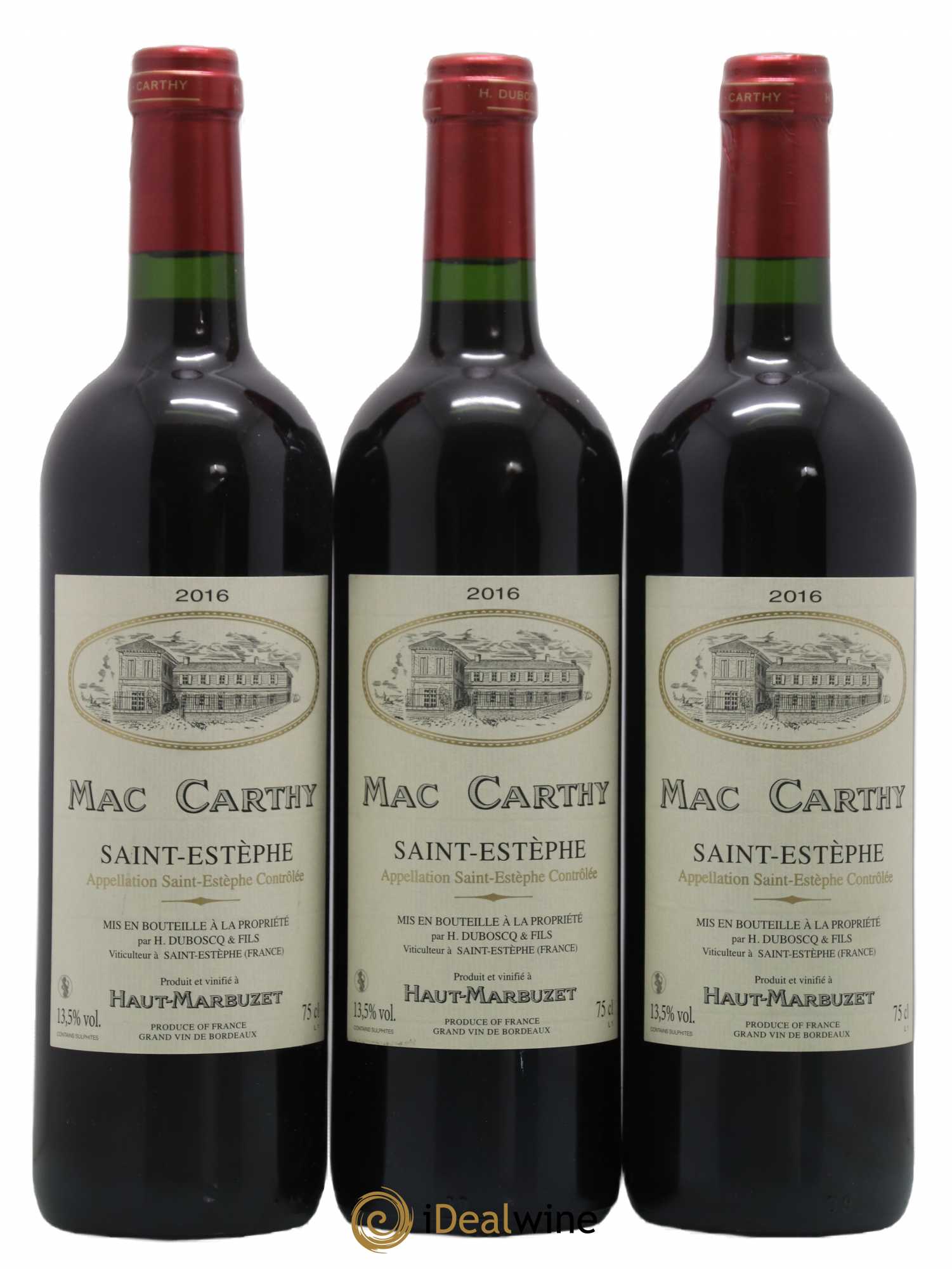 Saint-Estèphe Mac Carthy 2016 - Lot de 3 bouteilles - 0