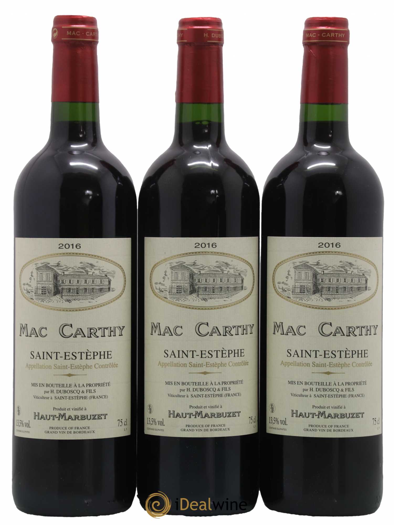 Saint-Estèphe Mac Carthy 2016 - Lot de 3 bouteilles - 0