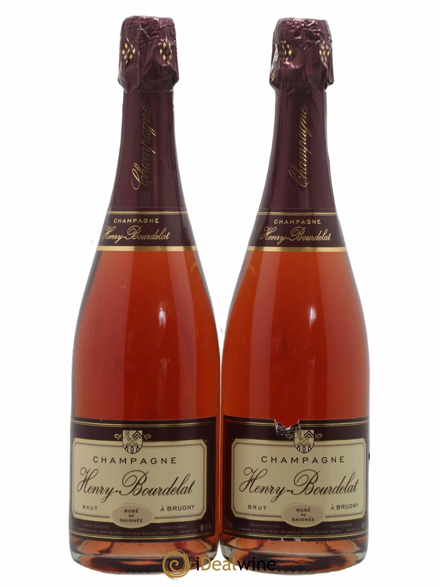 Champagne - Rosé de Saignée H. Bourdelat - Lot of 2 bottles - 0
