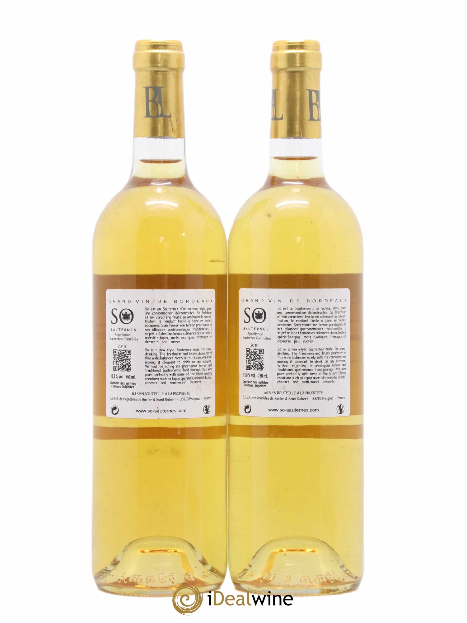 Sauternes SO de Bastor Lamontagne 2010 - Lot of 2 bottles - 1