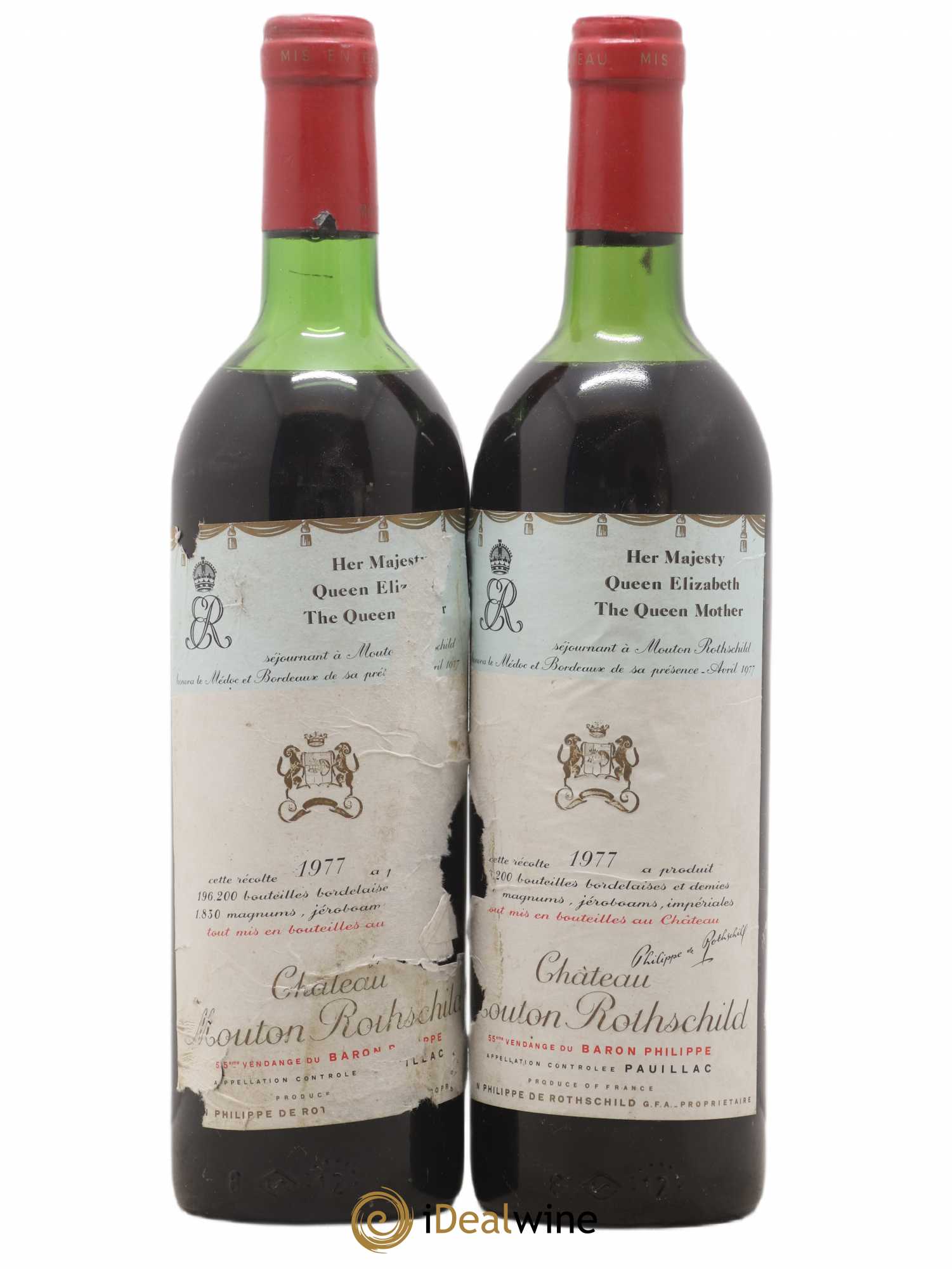 Château Mouton Rothschild 1er Grand Cru Classé 1977 - Lot de 2 bouteilles - 0