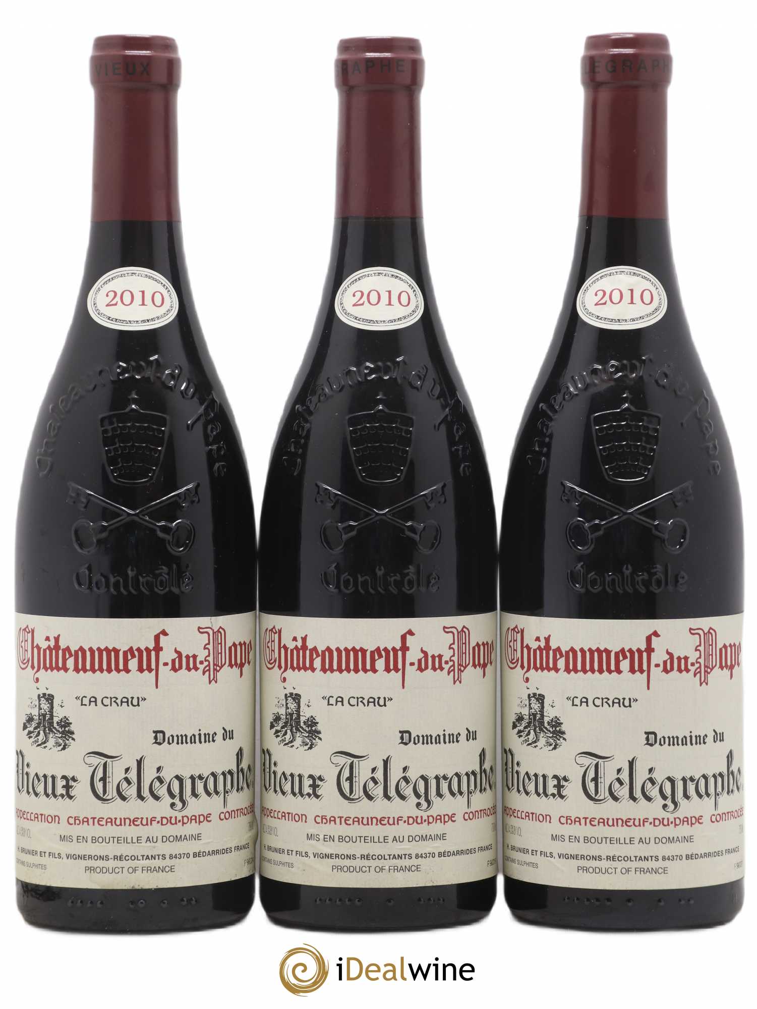 Châteauneuf-du-Pape Vieux Télégraphe (Domaine du) Vignobles Brunier 2010 - Lot de 3 bouteilles - 0