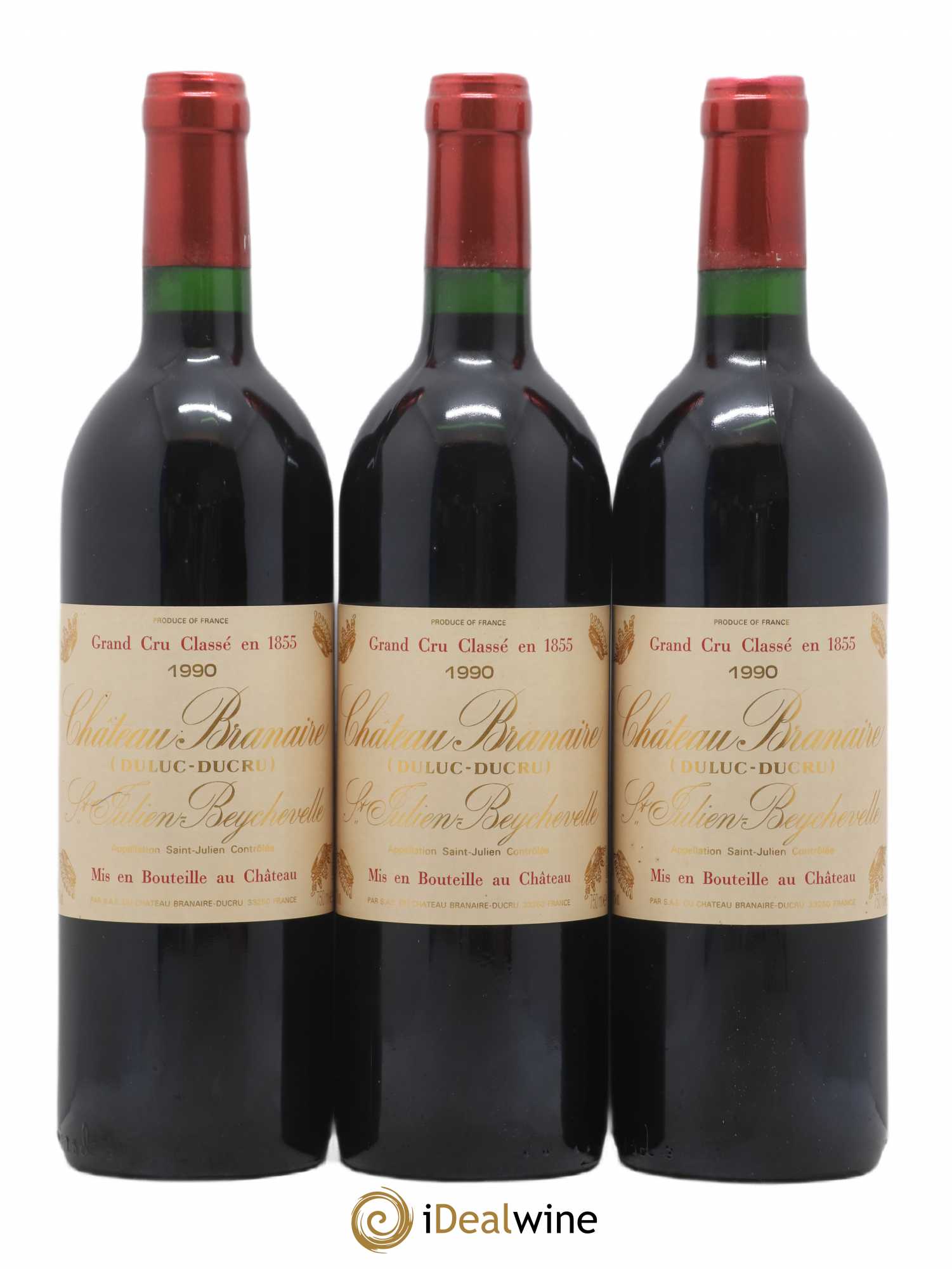 Château Branaire Ducru 4ème Grand Cru Classé 1990 - Lot de 3 bouteilles - 0