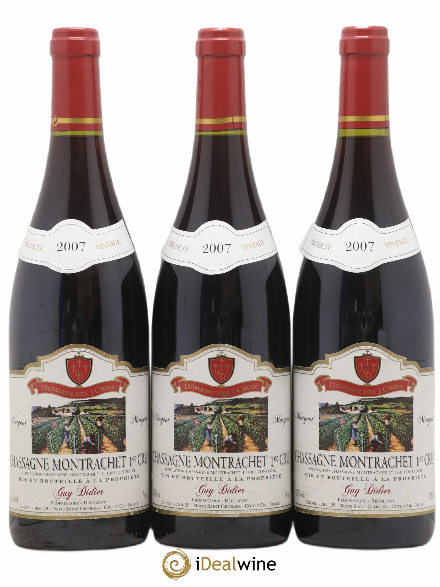 Chassagne-Montrachet 1er Cru Morgeot Guy Didier 2007 - Lot de 3 bouteilles - 0