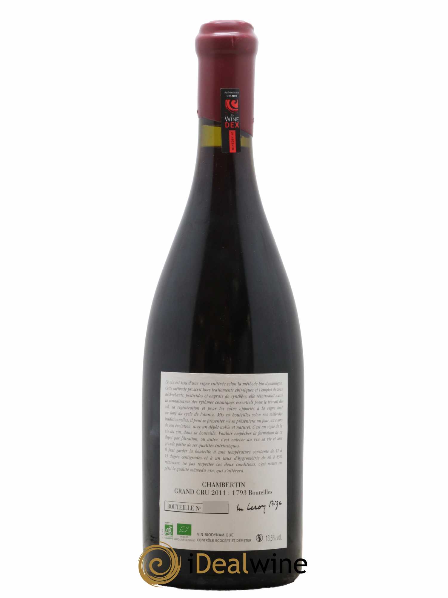 Chambertin Grand Cru Leroy (Domaine) 2011 - Lot de 1 bouteille - 1