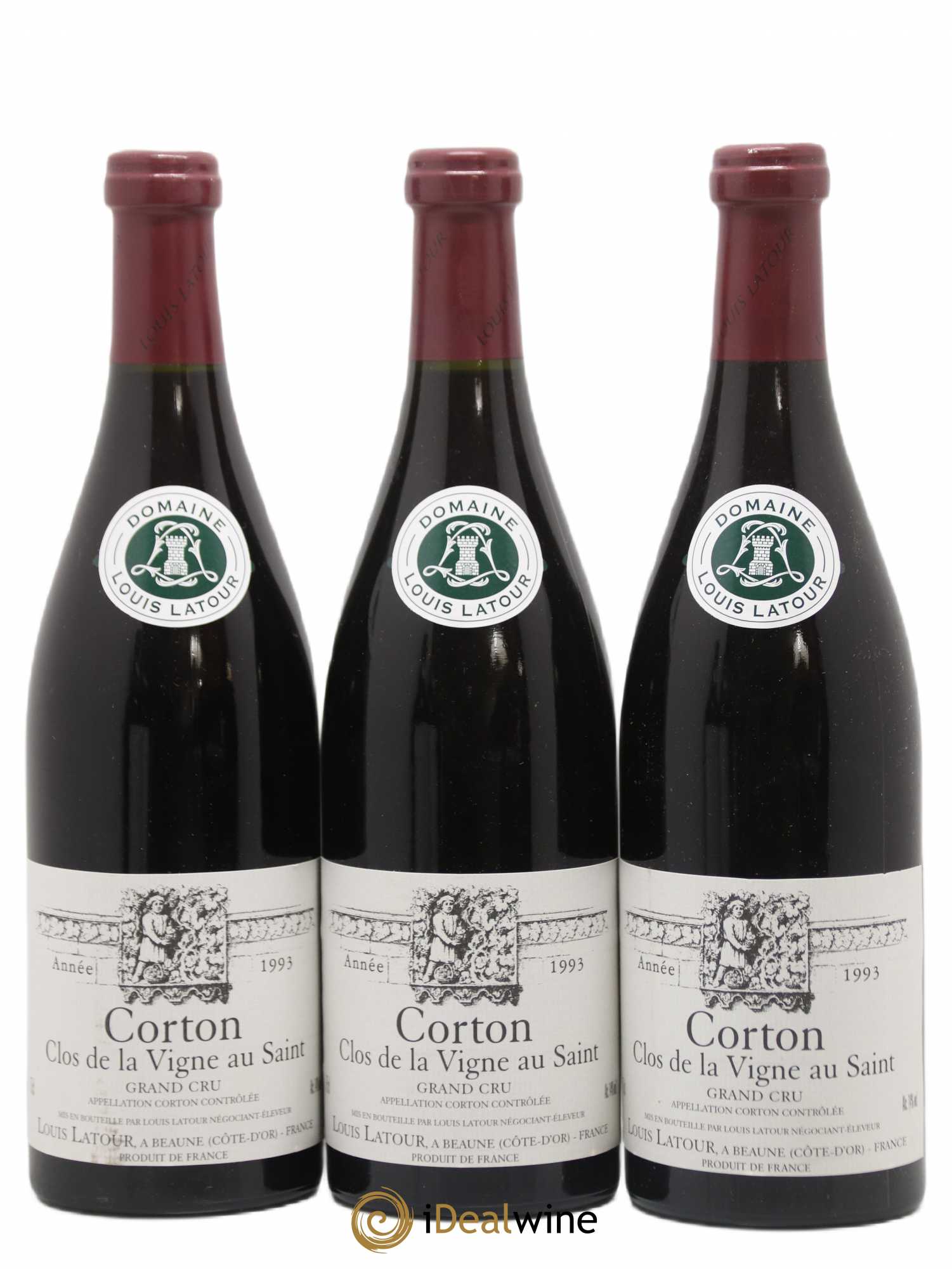 Corton Grand Cru Clos de la vigne au Saint Louis Latour 1993 - Lot de 3 bouteilles - 0