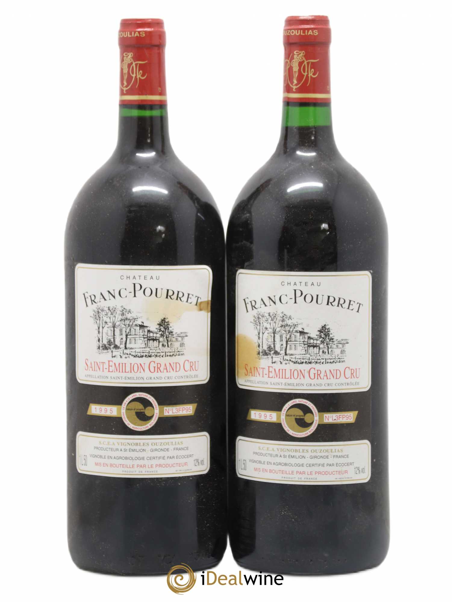 Saint-Émilion Grand Cru Château Franc Pourret 1995 - Lot de 2 magnums - 0