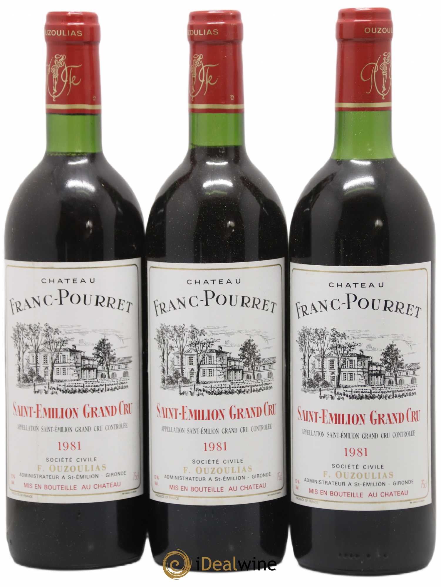 Saint-Émilion Grand Cru Château Franc Pourret 1981 - Lot de 3 bouteilles - 0
