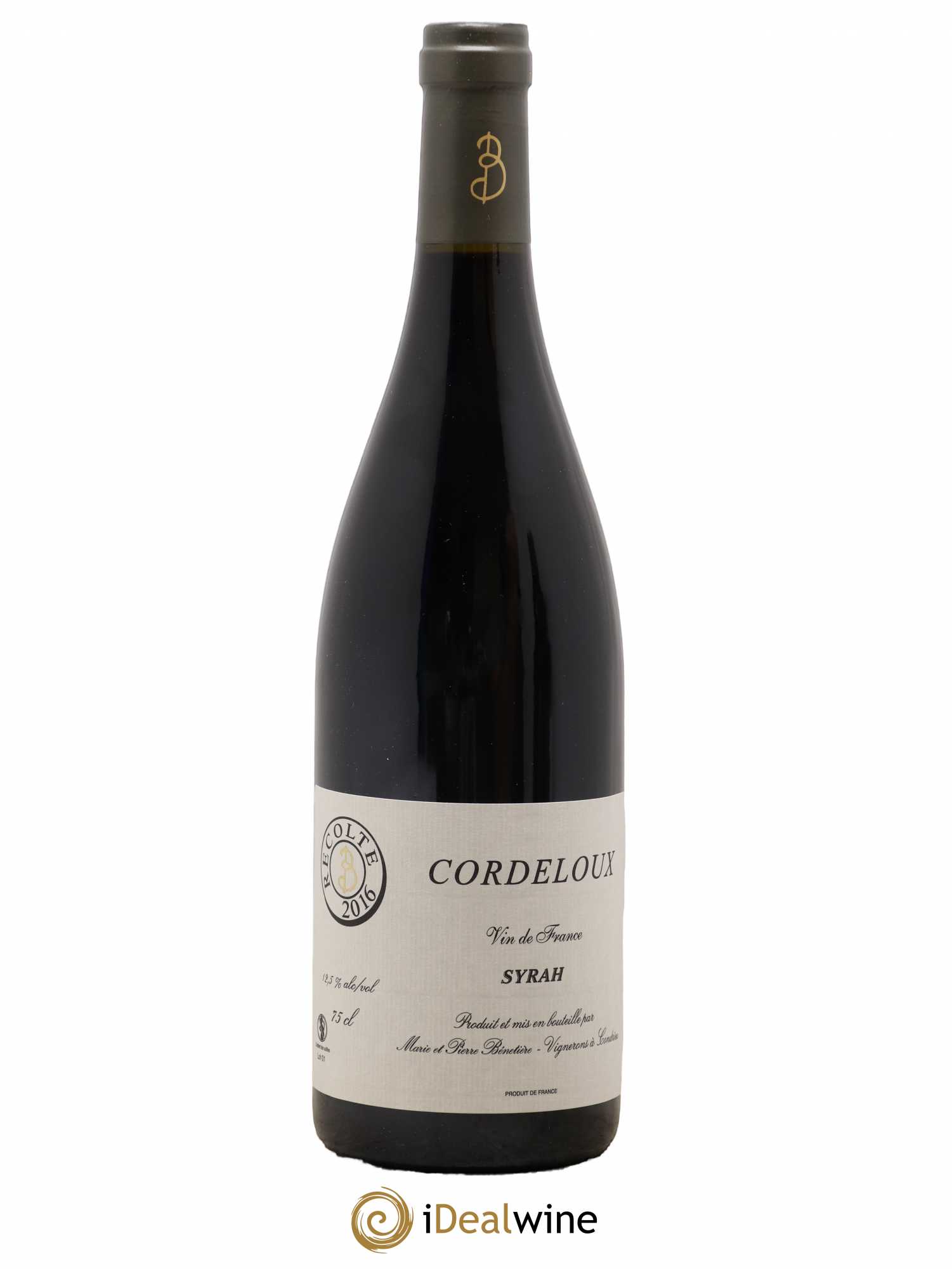 Vin de France Syrah Cordeloux Marie et Pierre Bénetière (Domaine) 2016 - Lotto di 1 bottiglia - 0