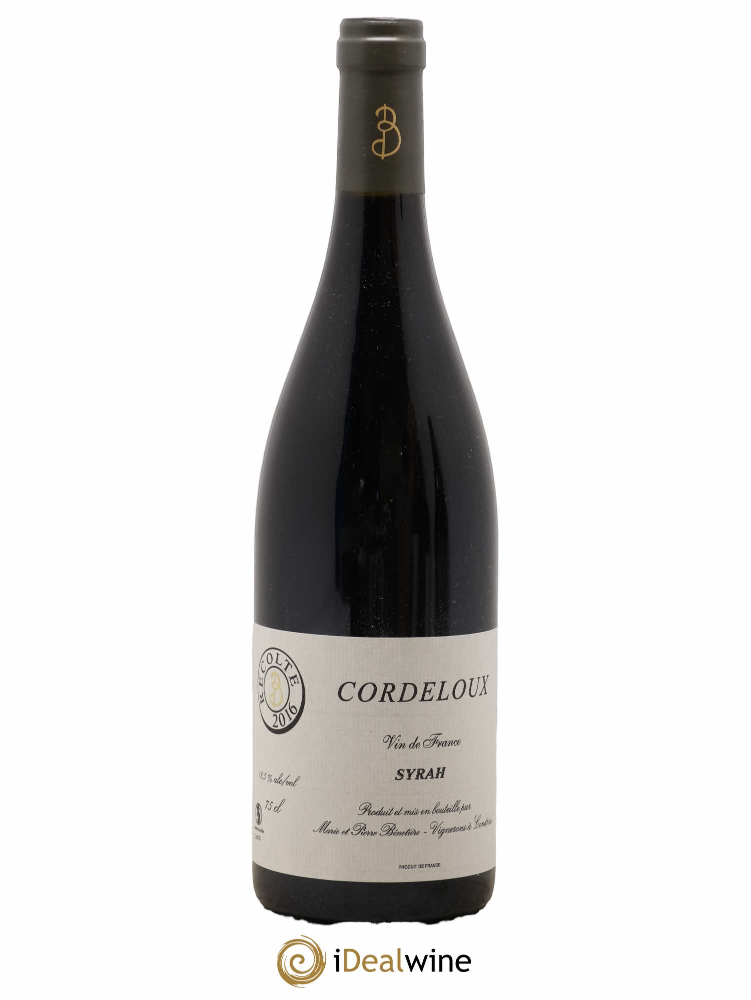 Vin de France Syrah Cordeloux Marie et Pierre Bénetière (Domaine) 2016 - Lot de 1 bouteille - 0