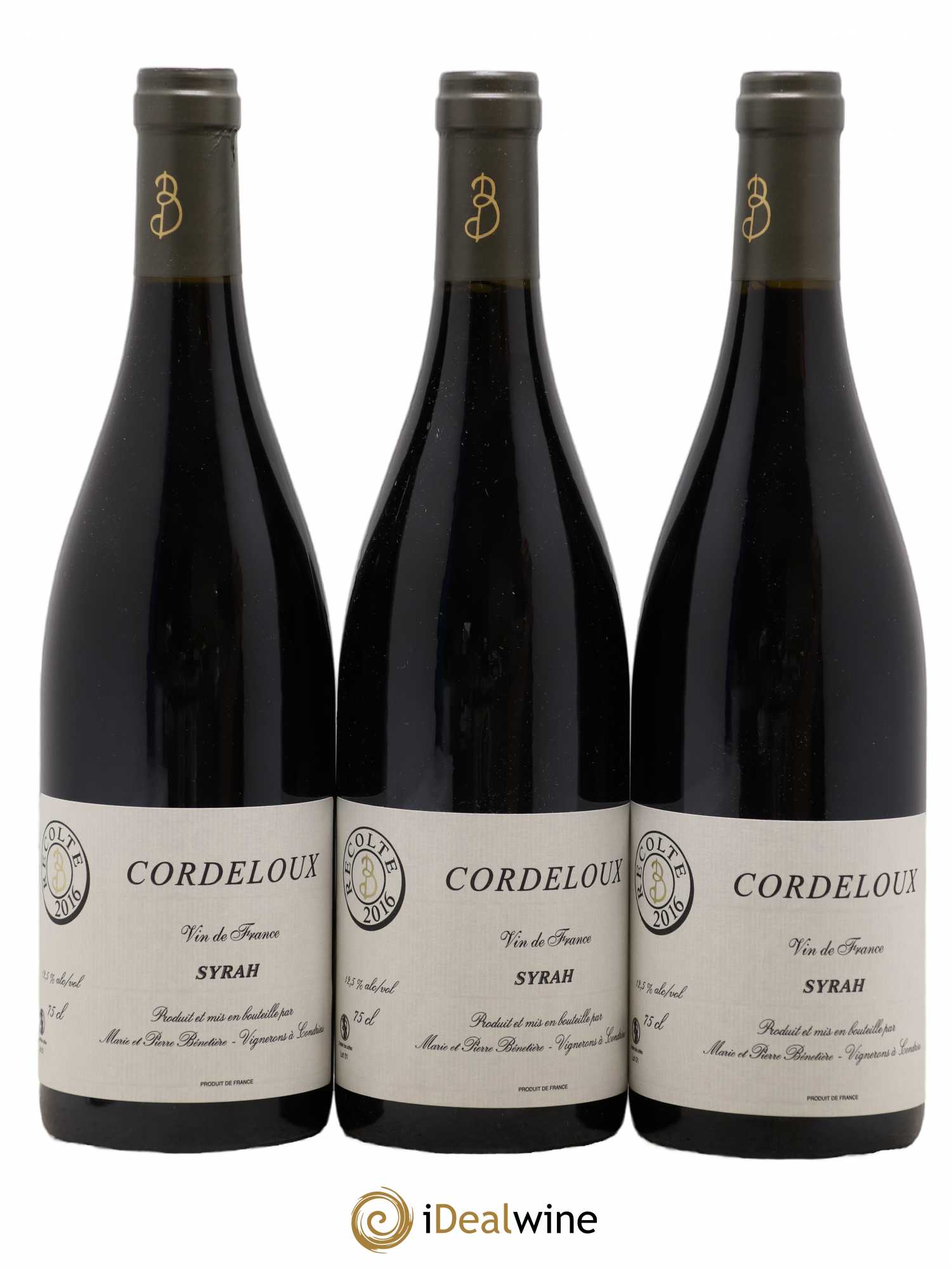 Vin de France Syrah Cordeloux Marie et Pierre Bénetière (Domaine) 2016 - Lot de 3 bouteilles - 0