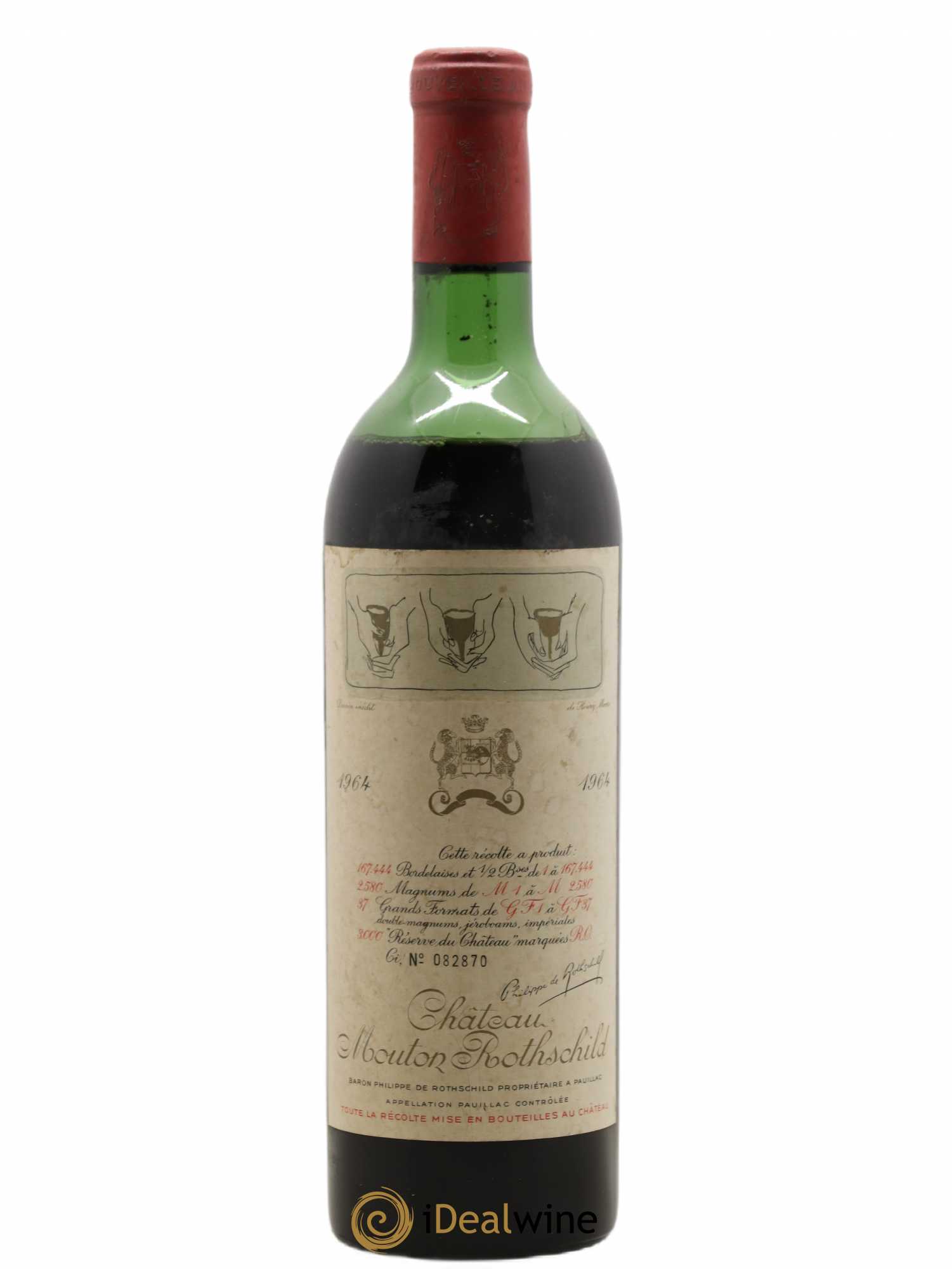 Château Mouton Rothschild 1er Grand Cru Classé 1964 - Lot de 1 bouteille - 0
