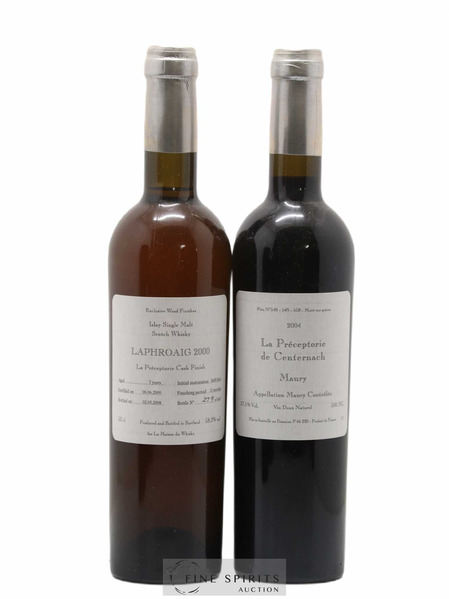 Laphroaig 7 years 2000 Signatory Vintage Coffret La préceptorie with 1 Maury One of 445 - bottled 2008 LMDW - Lot de 1 bouteille - 1